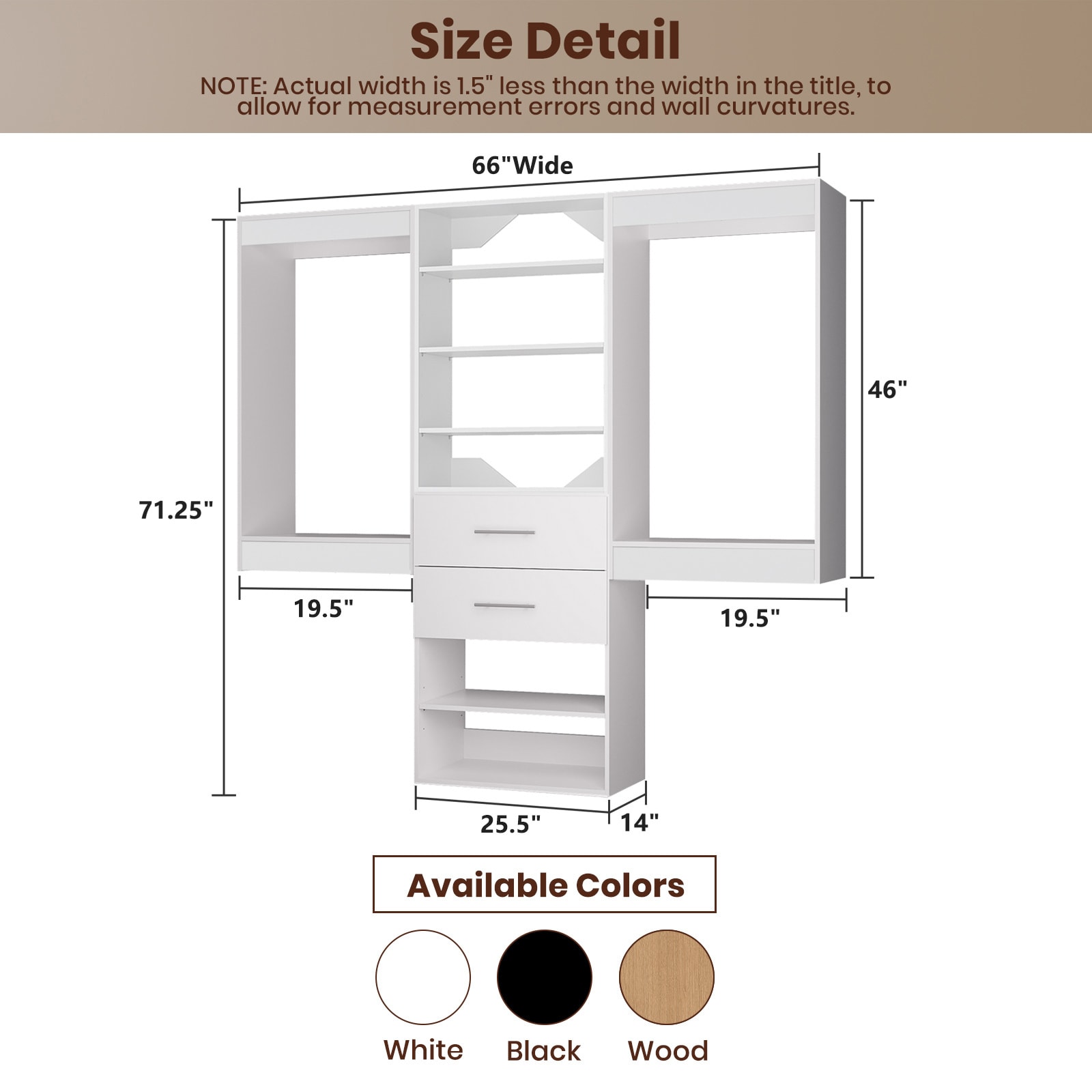 LOVMOR LO-MODEL12-2-ZJL Wood-Closet-Shelves - View #2