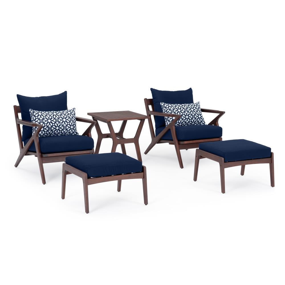 RST Brands OP-AWCLB5-VGHN-NVY-K Vaughn 5 -Piece Patio Conversation Set with Blue Sunbrella Cushions