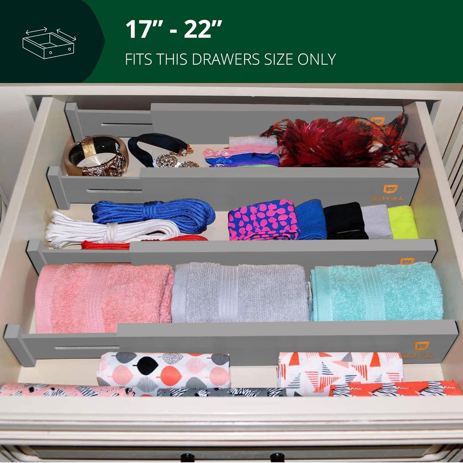 ROYAL CRAFT WOOD RCW-DVDRS2-GR Drawer-Organizers - View #5
