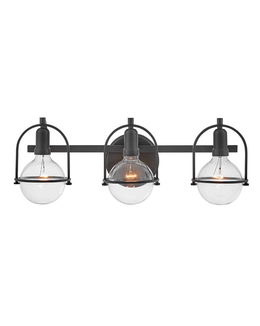 Somerset Elegant Black 3-Light Vanity Fixture with Vintage Appeal