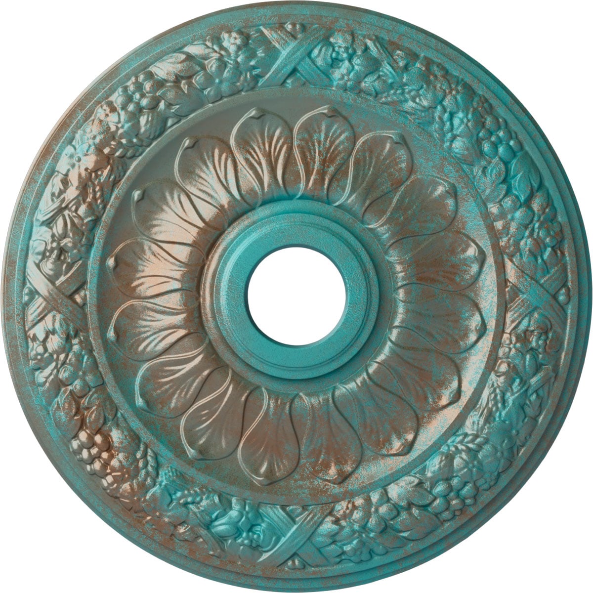 Ekena Millwork CM24SWCGS Swindon 24-in W x 24-in L Copper Green Patina Polyurethane Ceiling Medallion