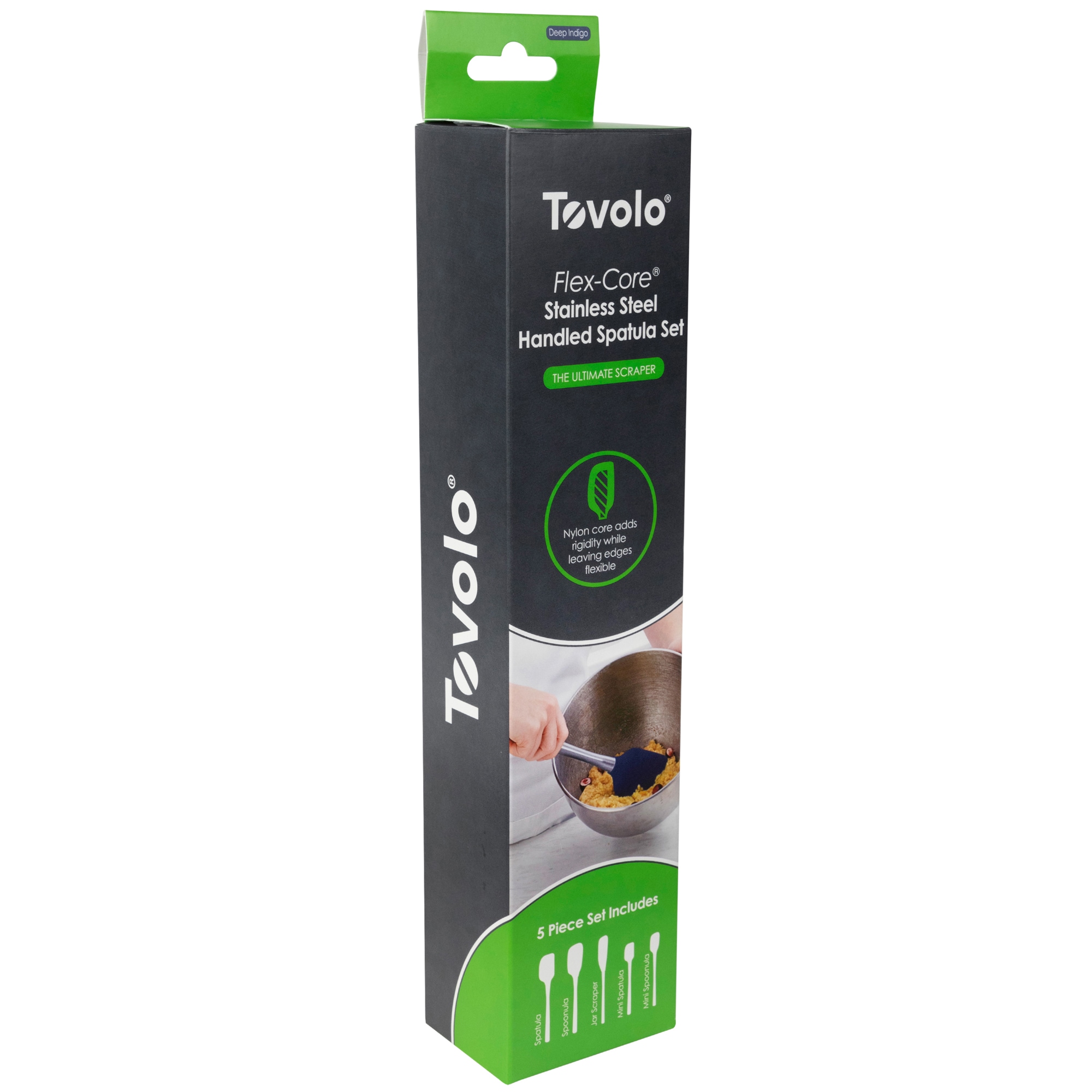 Tovolo Deep Indigo Flex-Core Wood Handled Jar Scraper