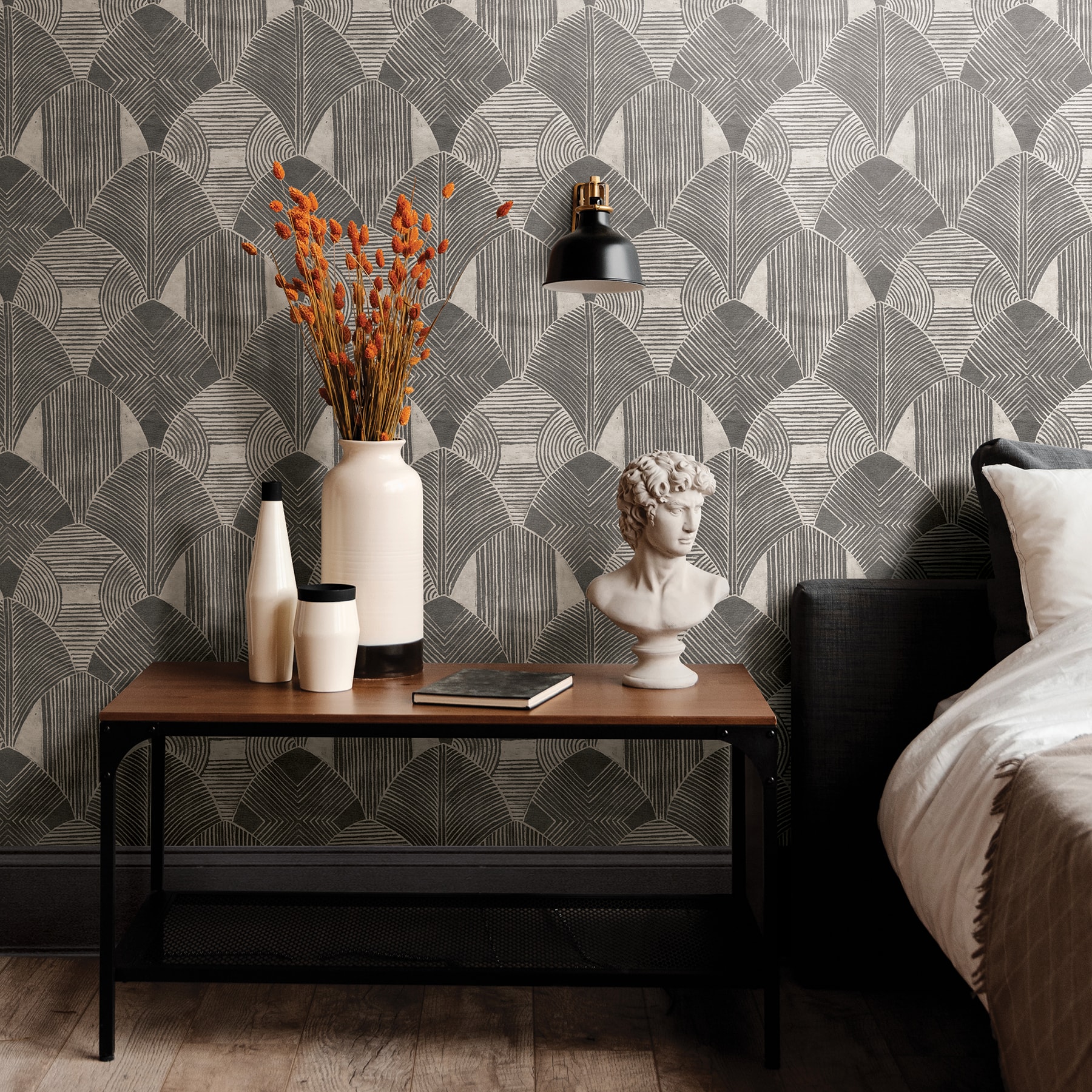 Westport Charcoal Geometric Non-Woven Wallpaper