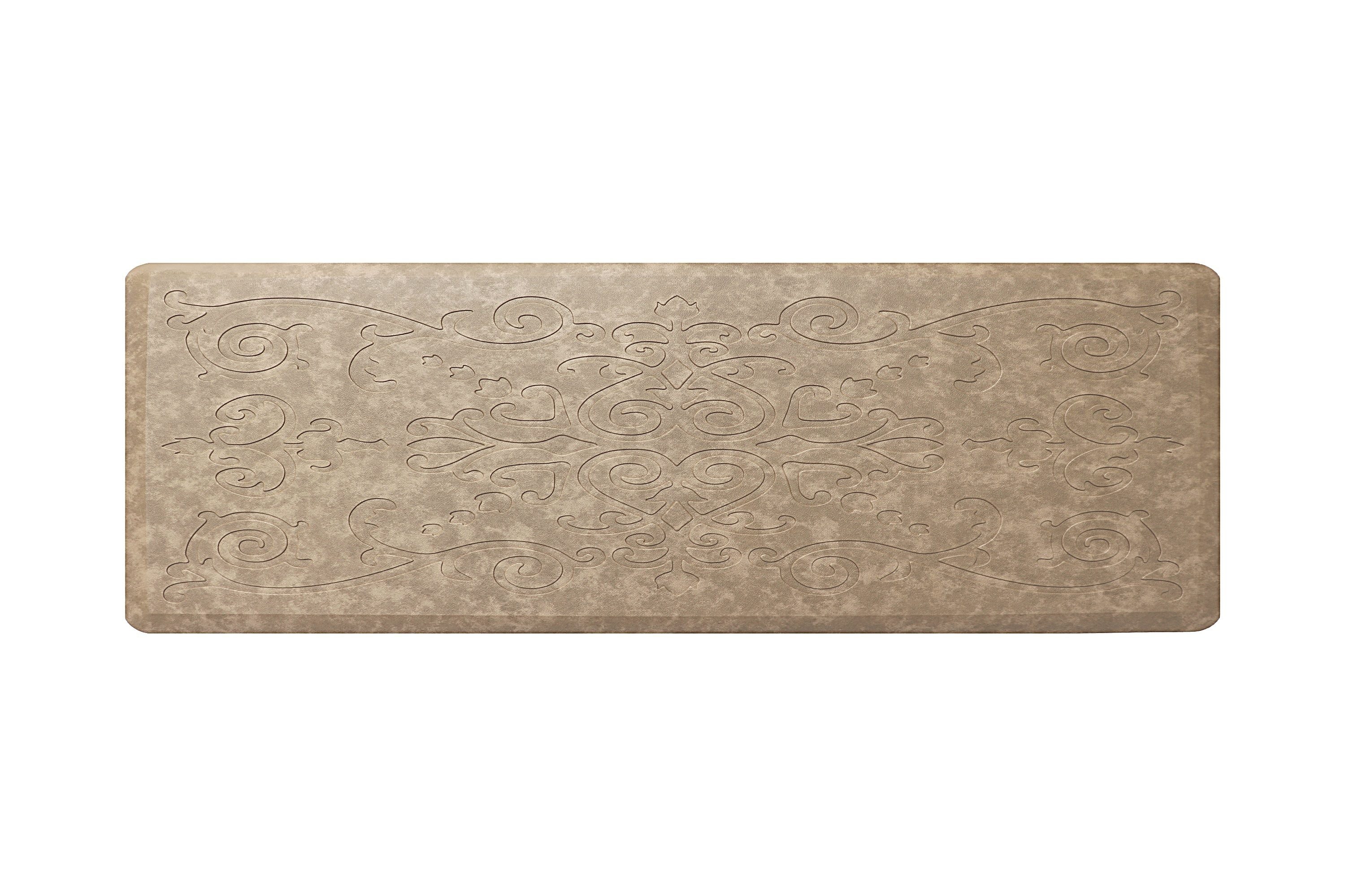 J&V Textiles Medallion Embossed Anti-Fatigue Mat - 17 x 28 - Taupe