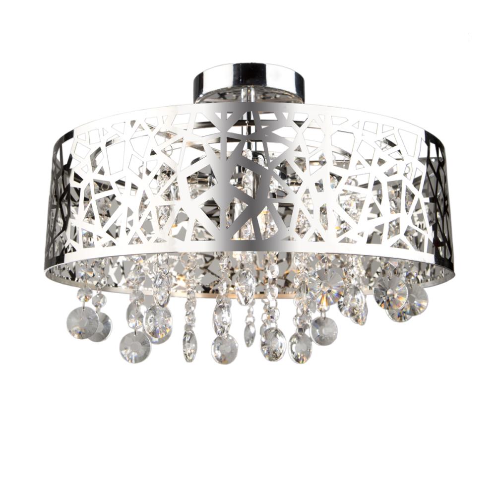 ARTCRAFT AC11076CH Celestial 4-Light 16-in Chrome Flush Mount Light