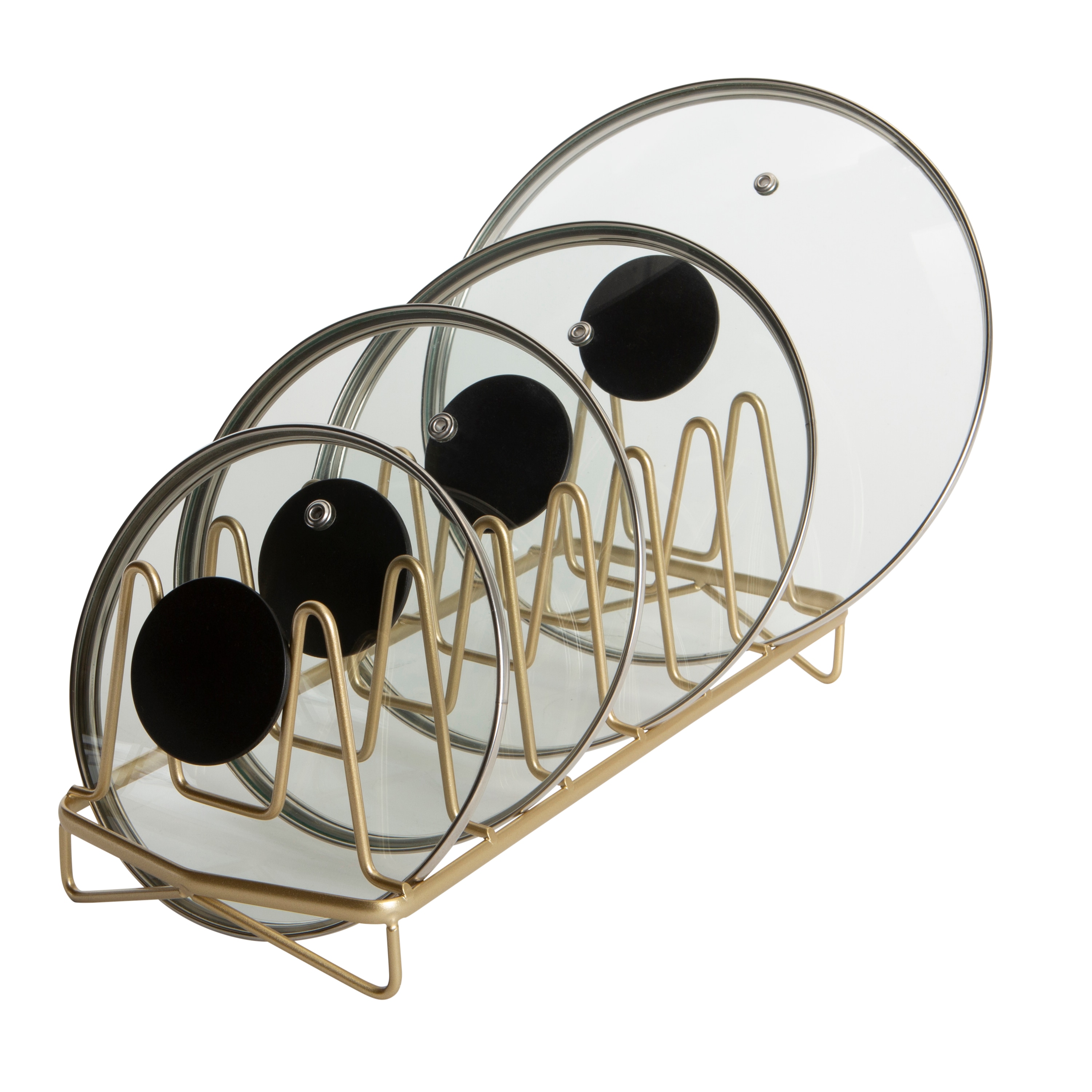 Kitchen Details 23379-SGOLD 5.50-Inches W x 4.90-Inches H x 13.60-Inches D 6 -Tier Freestanding Gold Metal Lid rack