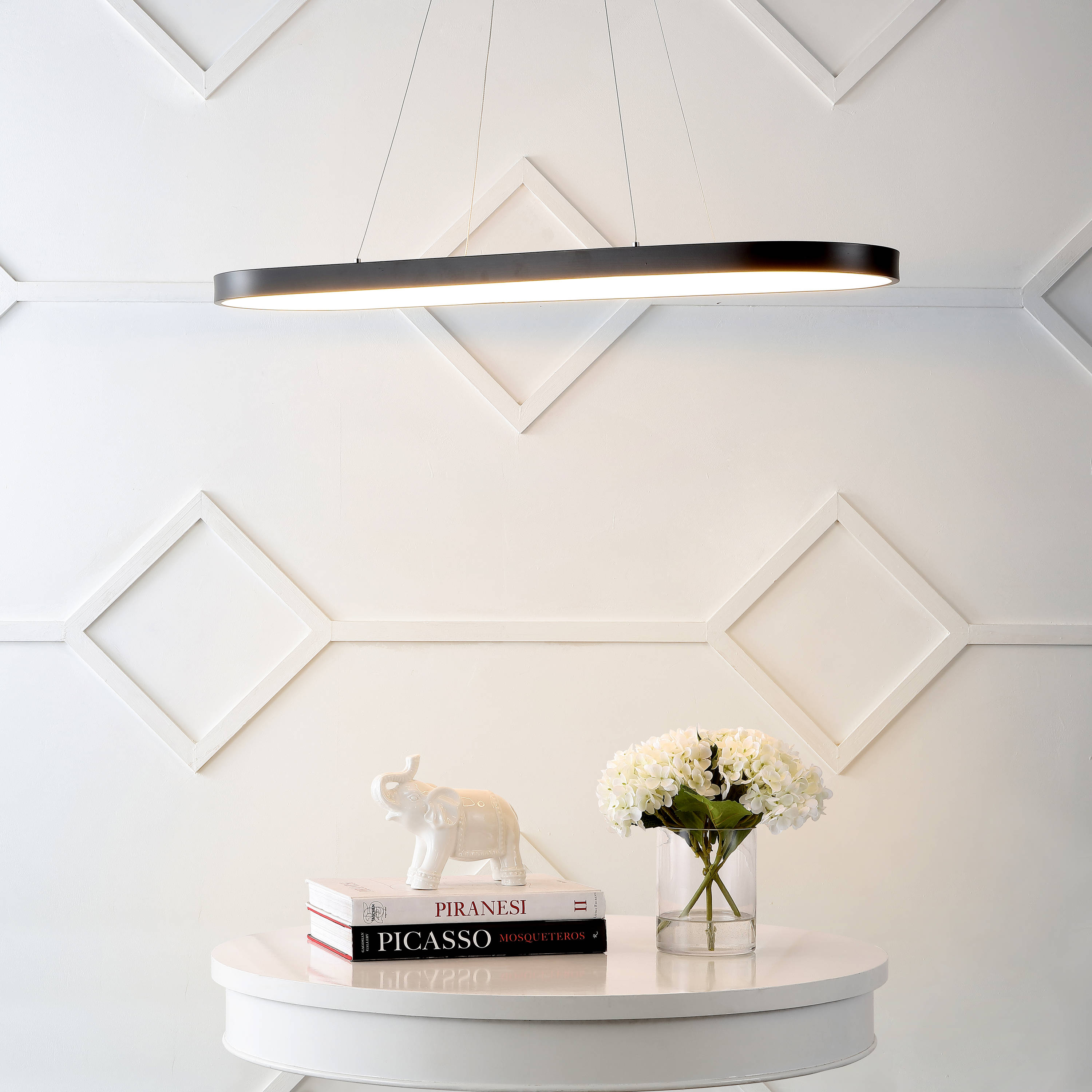 Nolan 38.75" Satin Black Modern Bohemian LED Linear Pendant