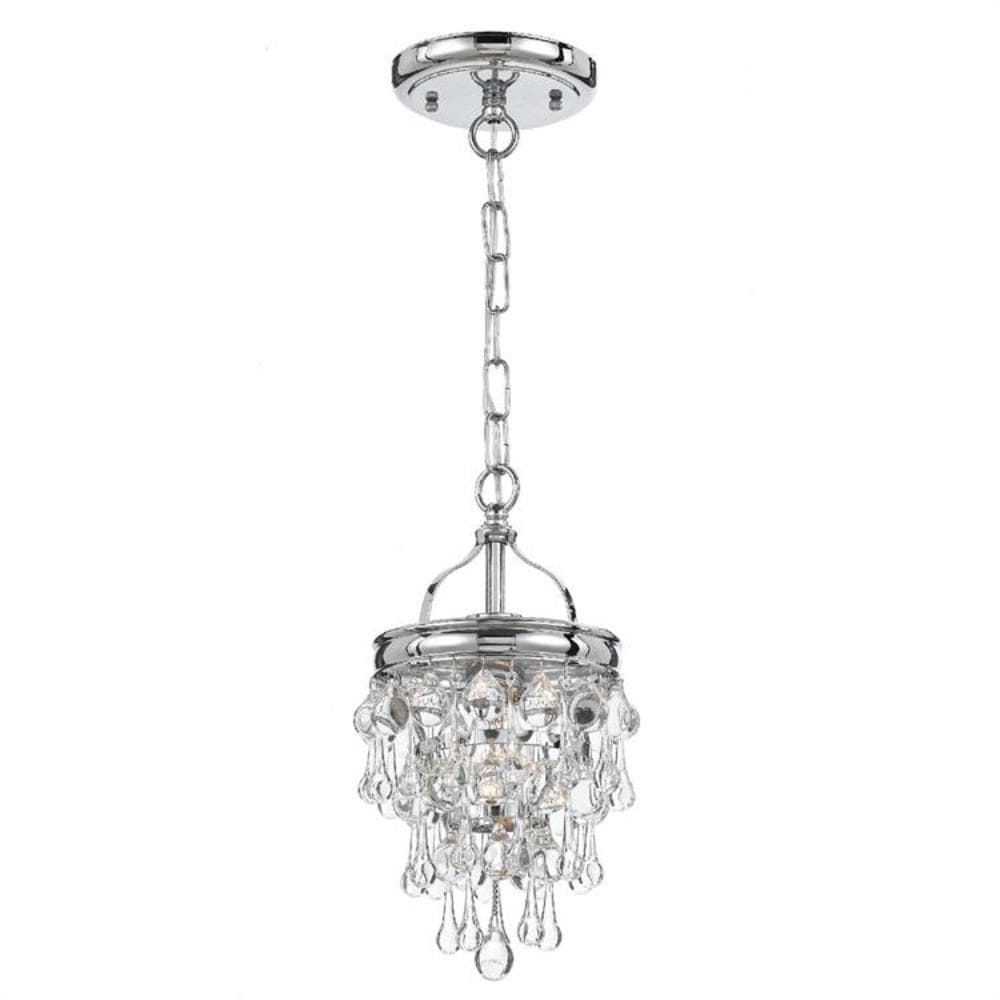 Polished Chrome Mini Crystal Pendant with Cascading Teardrops
