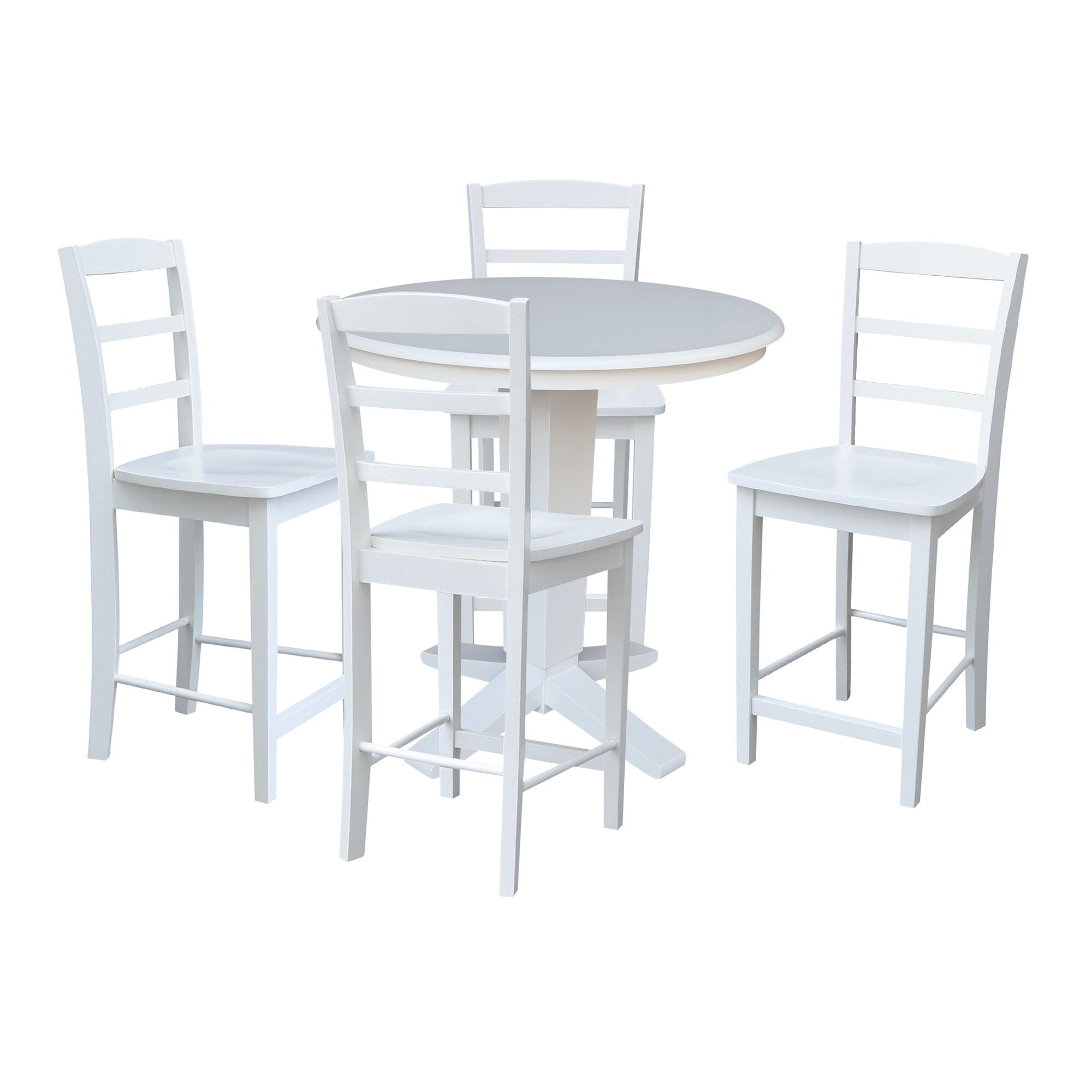 International Concepts K08-36RT-23B-S402-4 White Traditional Dining Room Set with Round Table ( Seats 4 )