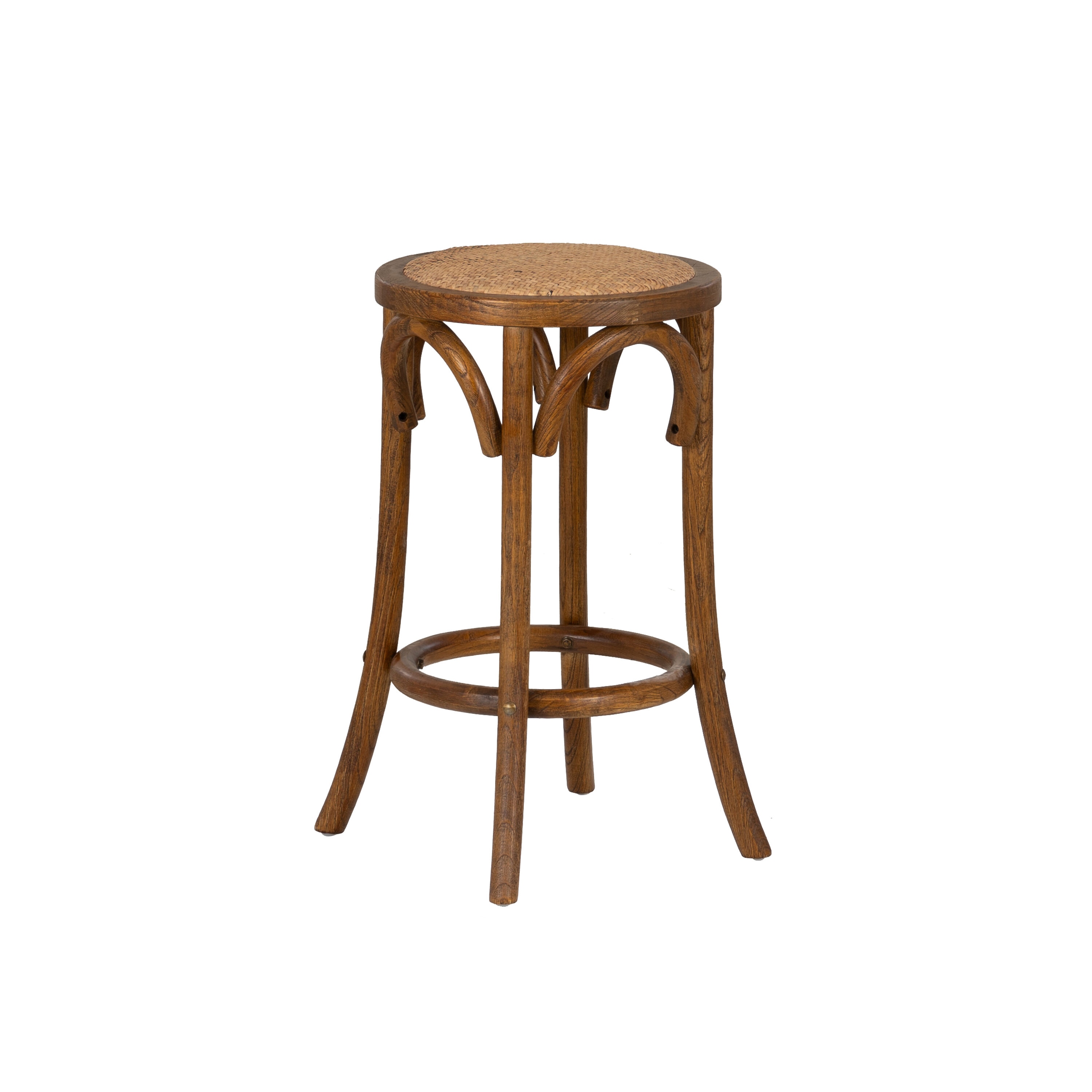 Linon CS223WAL01U Rae Walnut Backless Counter Stool Walnut 24.0-in H Counter height Round seat Wood Bar Stool