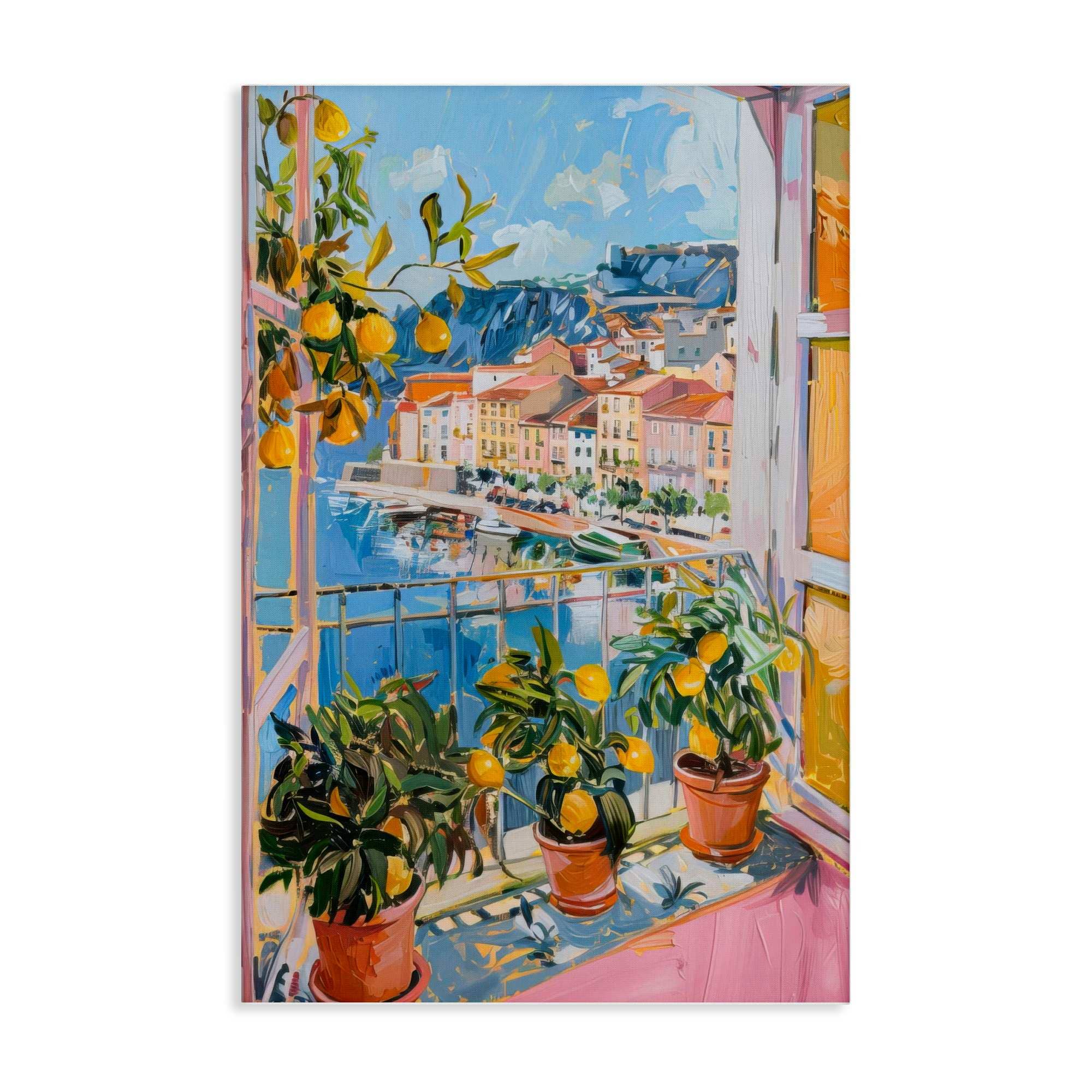 Stupell Industries BT-894-CN-30X45 Seaside Town Window View Canvas design by LSR Design Studio