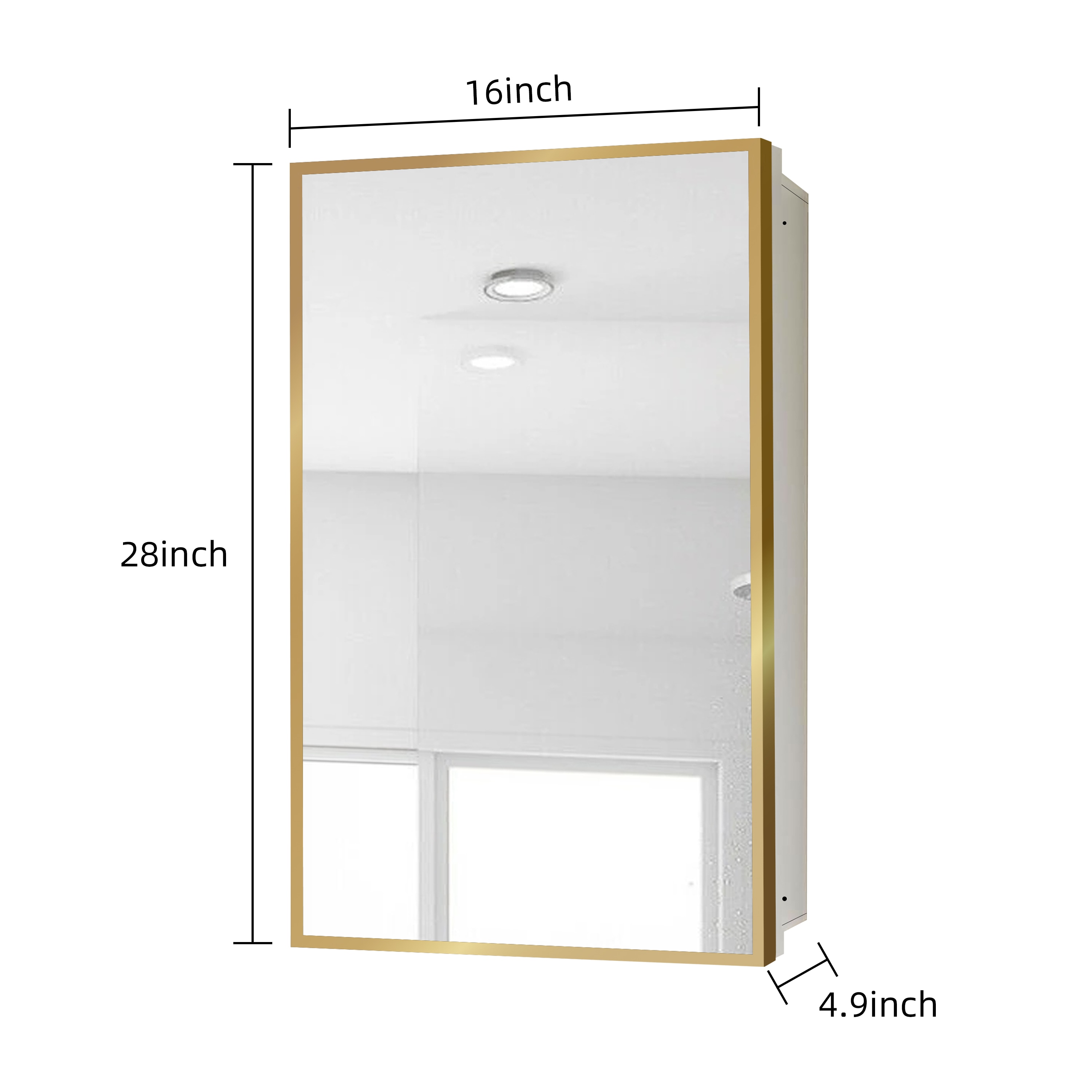 Forclover 16-in x 28-in Surface/Recessed Mount White Mirrored Soft Close Medicine Cabinet