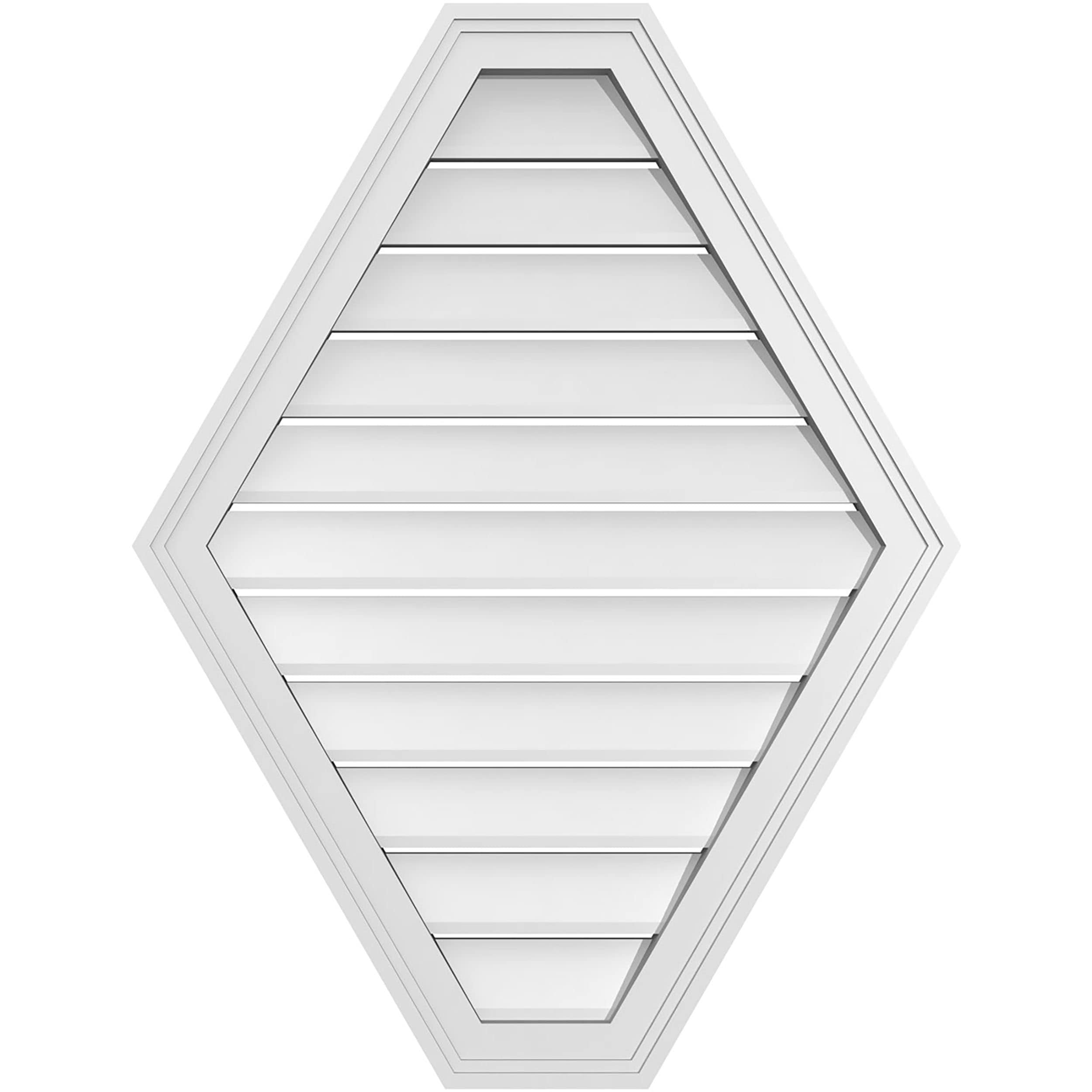 Ekena Millwork GVPHP26X3402SF 26-Inches x 34-Inches Off-white Peaked PVC Gable Louver Vent