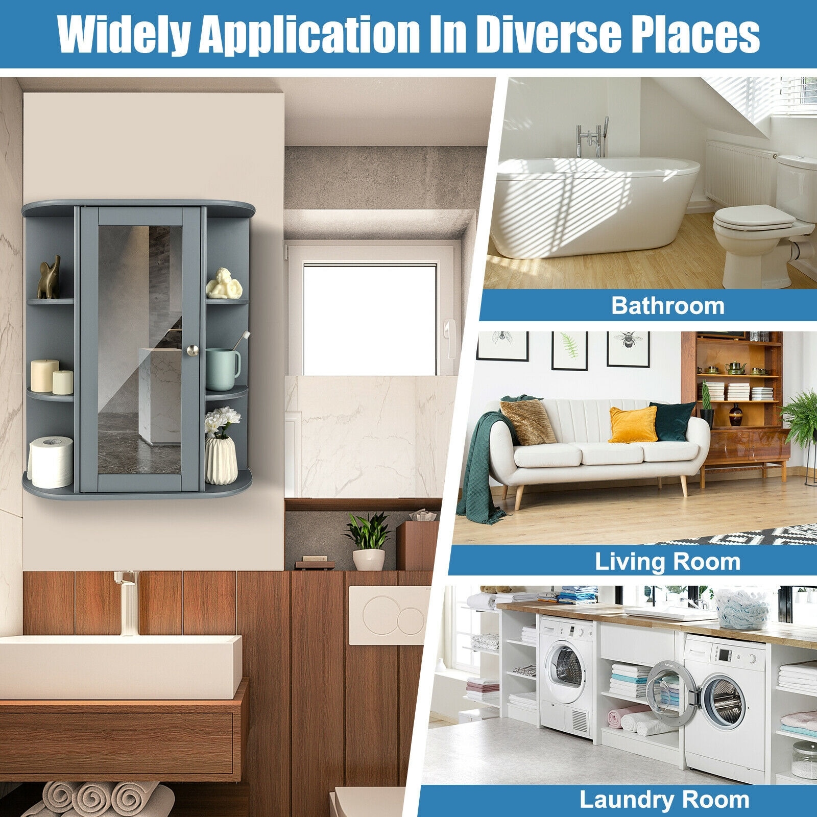 WELLFOR OUG58718GR Bathroom-Medicine-Cabinets - View #7