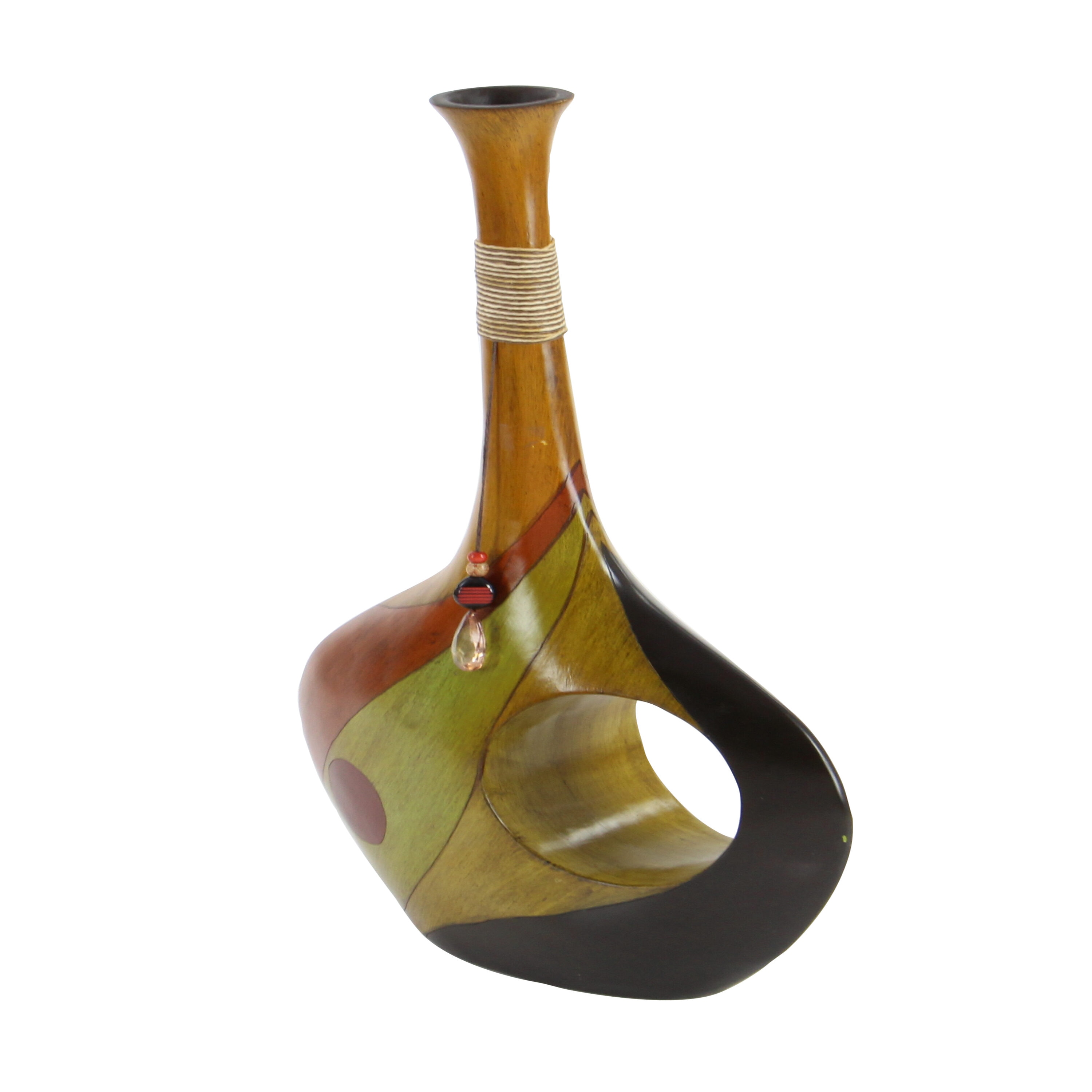 Multi-Colored Polystone Trumpet Vase with Jewel Accent
