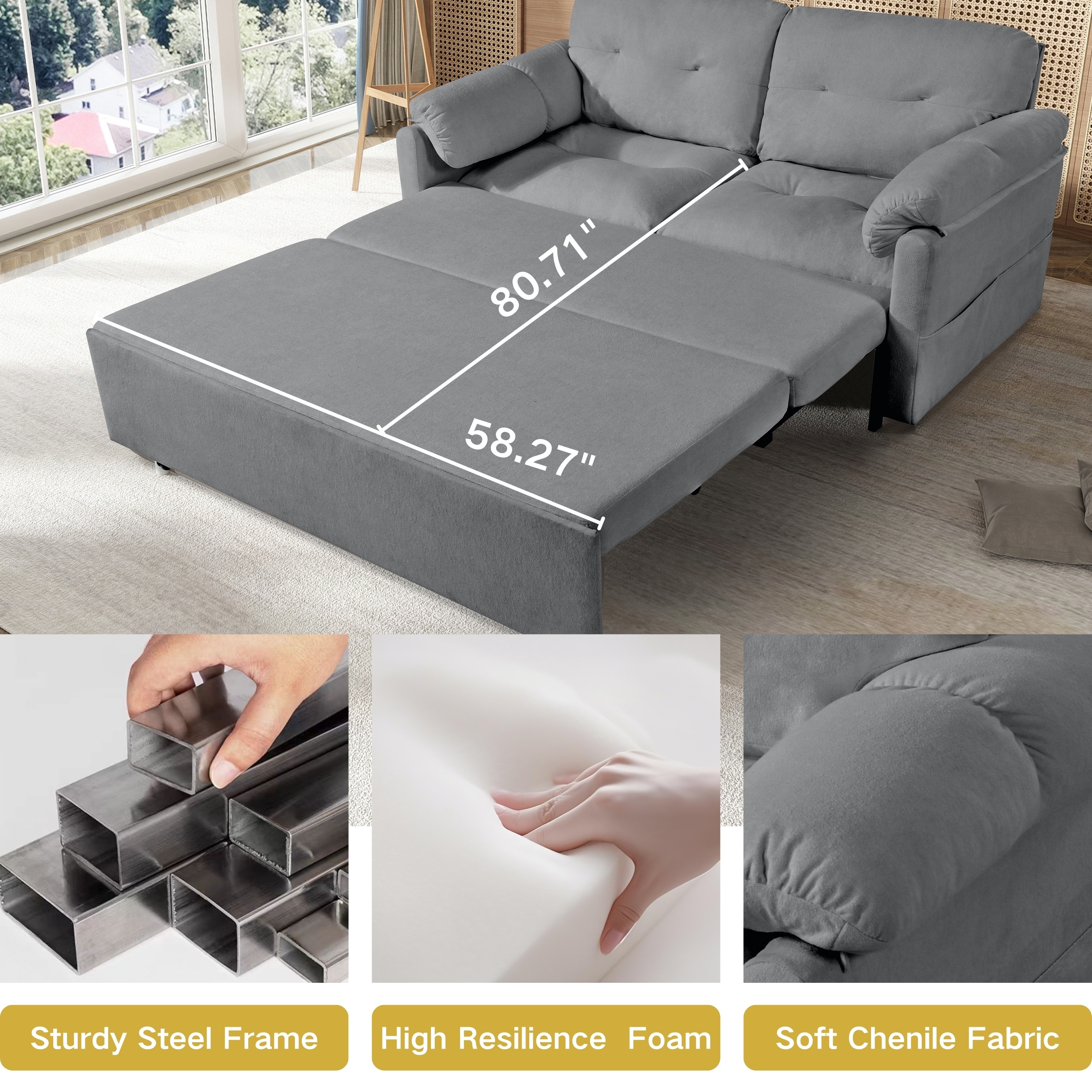 Homy Casa SLPPE GY BED Sofas-Loveseats - View #4