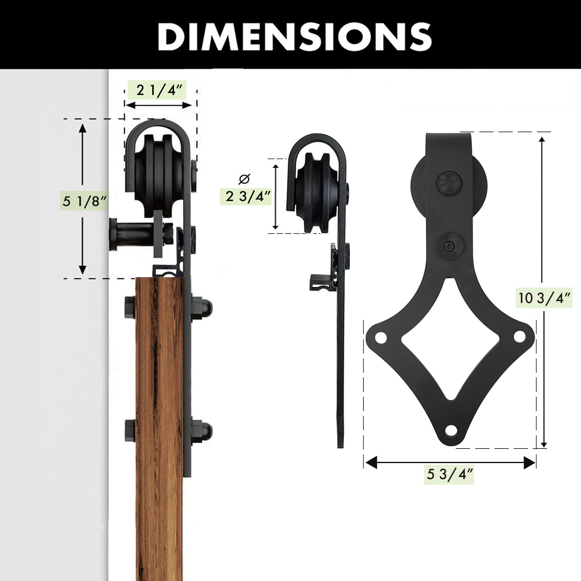 HOMACER LX2TGH144C Barn-Door-Roller-Kits - View #7