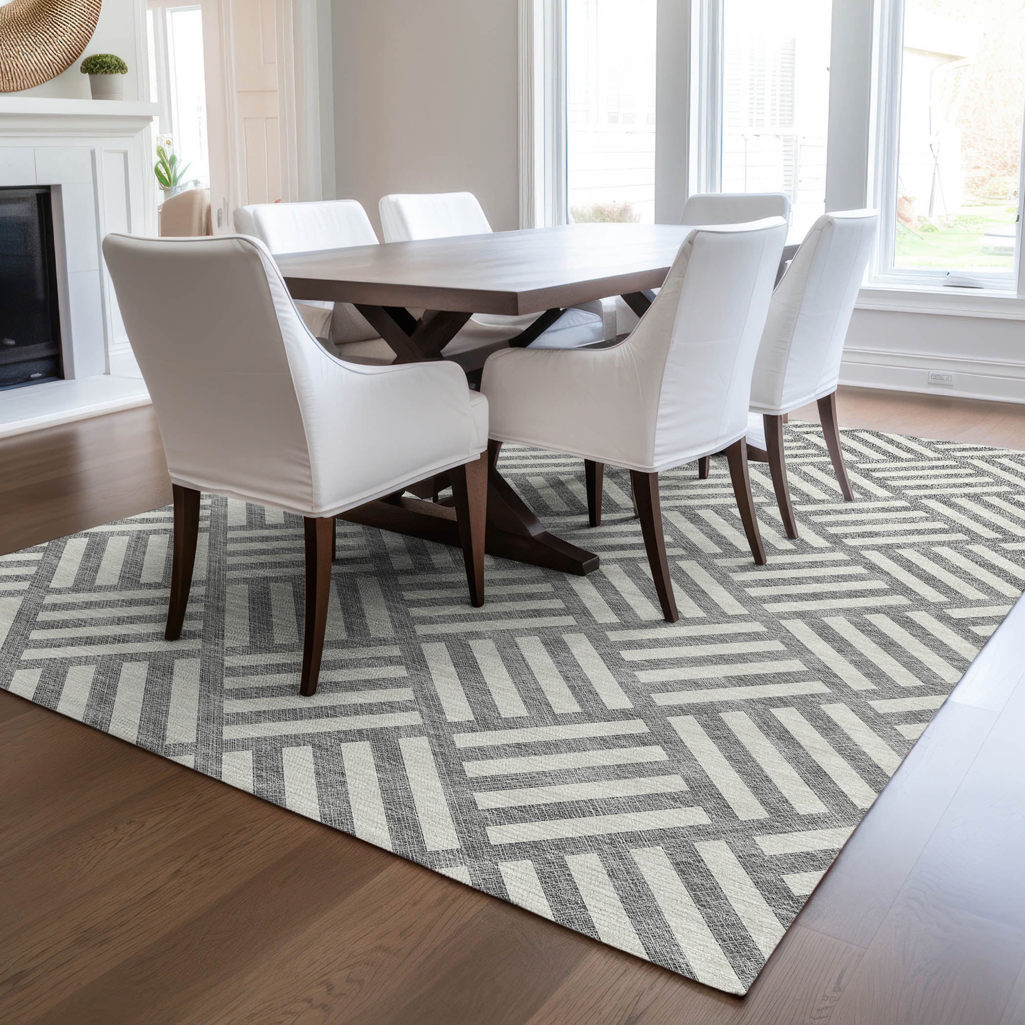 Addison Rugs ACN620GY10X14 Chantille ACN620GY 10 x 14 (ft) Polyester Gray Rectangular Indoor/Outdoor Geometric Machine washable Area rug