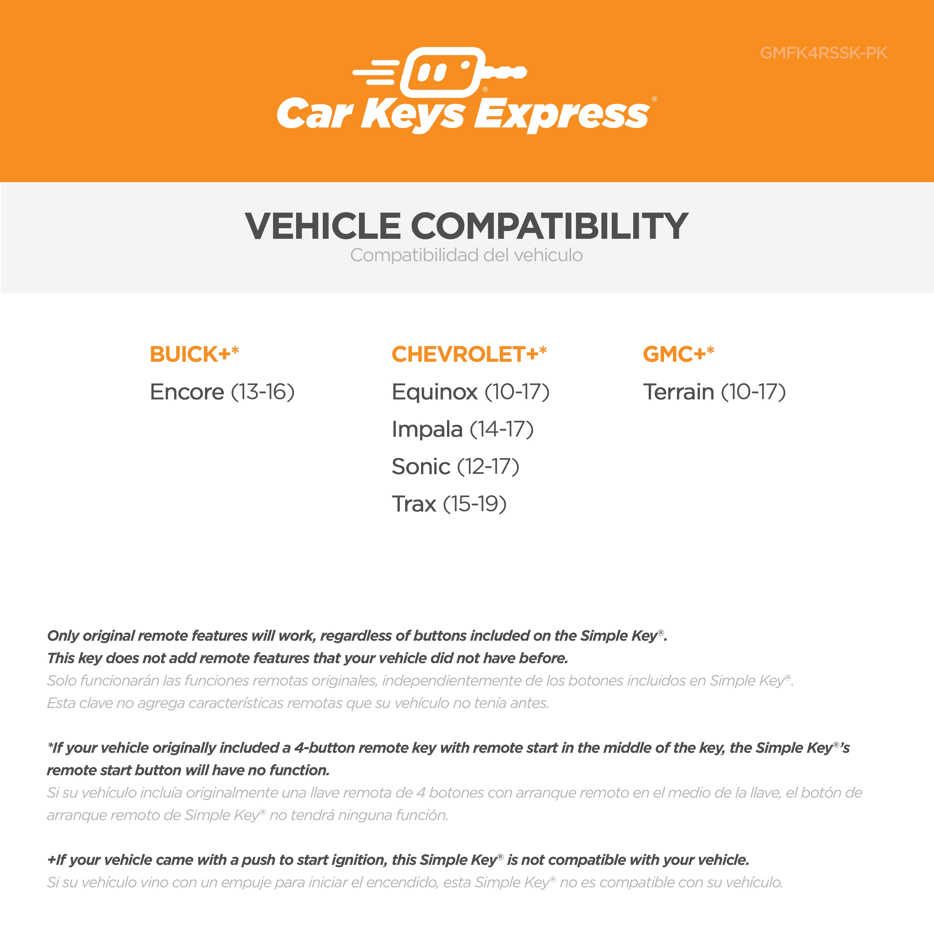 Car Keys Express GMFK4RSSK-PK c060438 - View #2