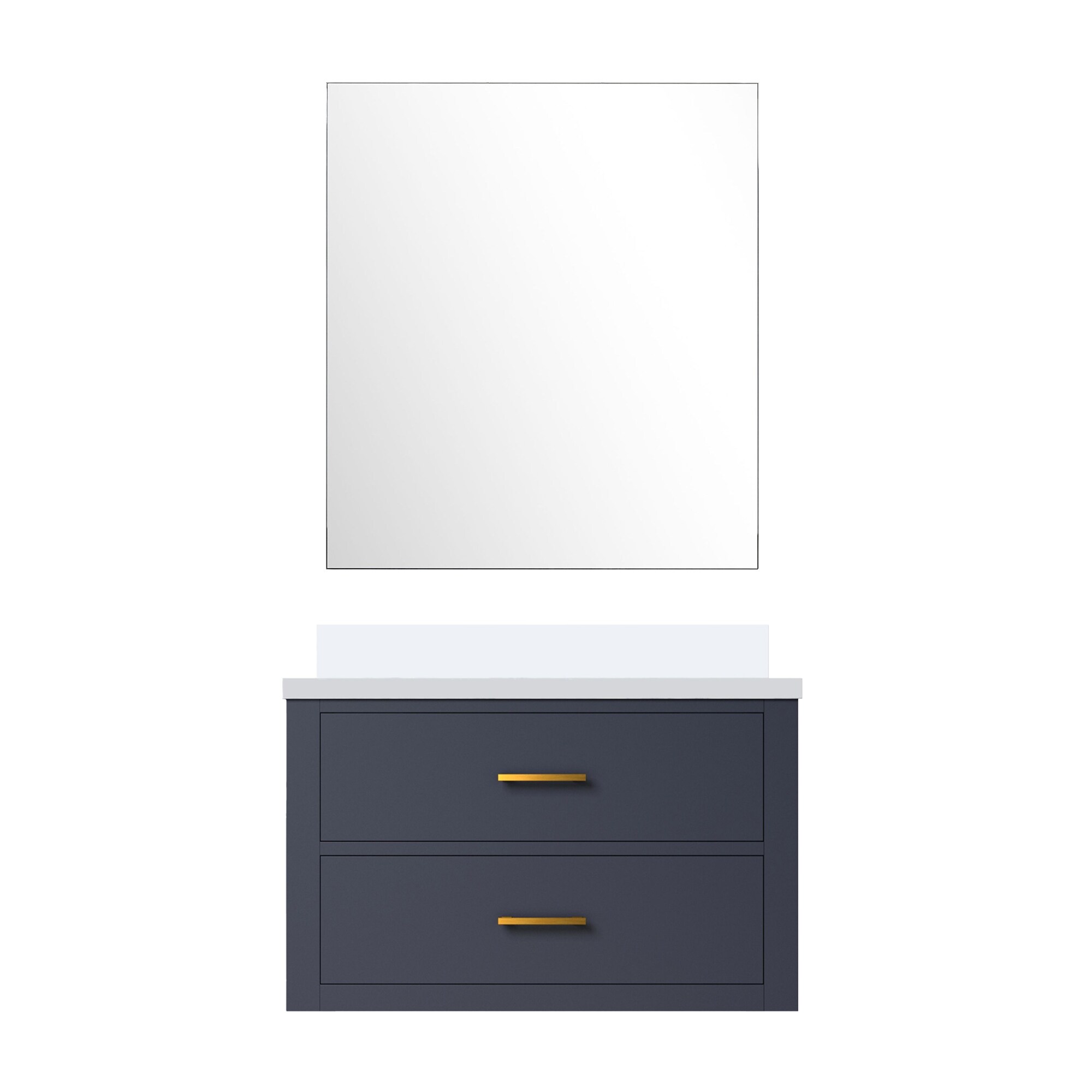 Lexora LVSO30SE210 Southold 30-in Blue Undermount Single Sink Floating Bathroom Vanity with White Quartz Top (Mirror Included)