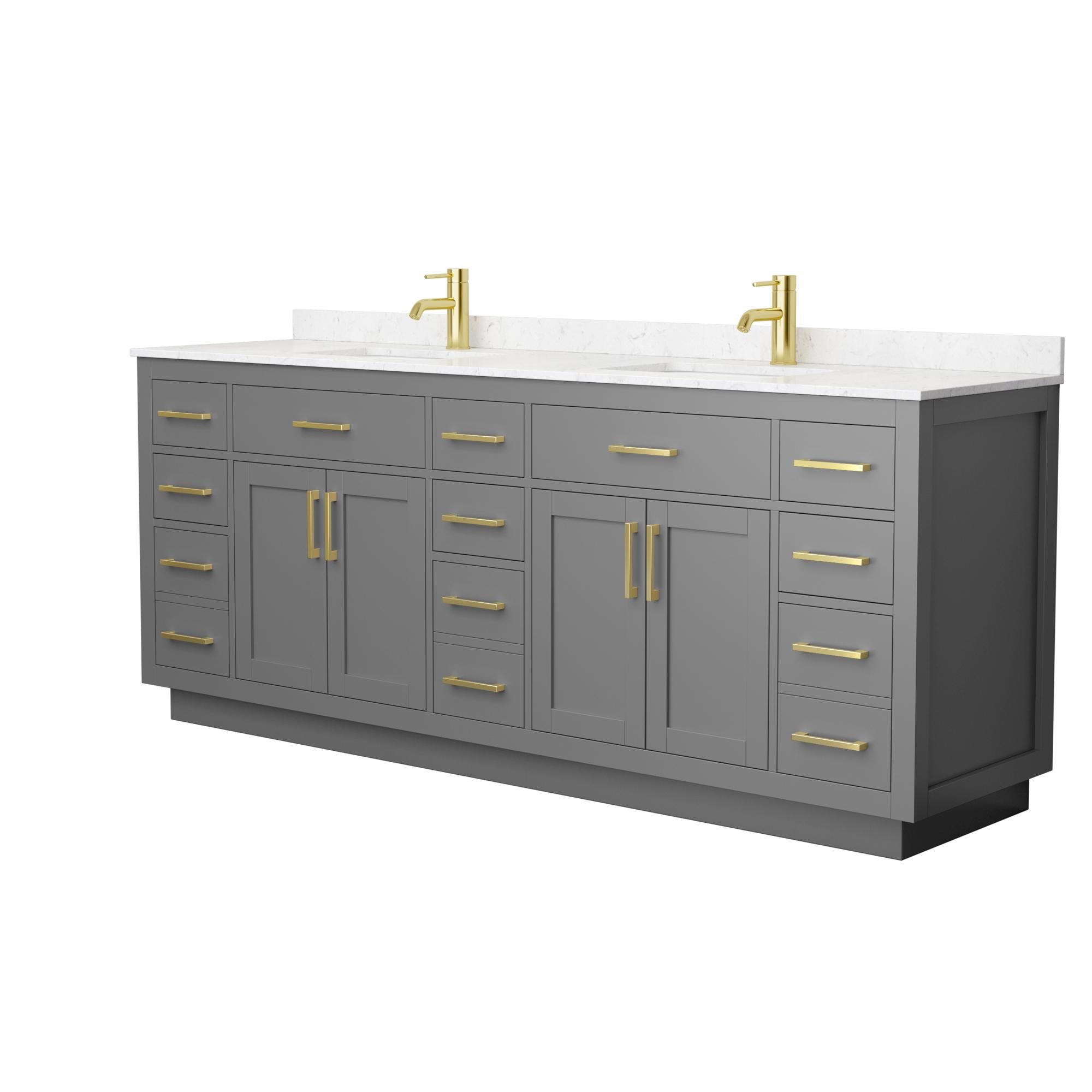 Wyndham Collection WCG262684DGGCCUNSMXX Beckett TK 84-in Dark Gray Undermount Double Sink Bathroom Vanity with Carrara Cultured Marble Top