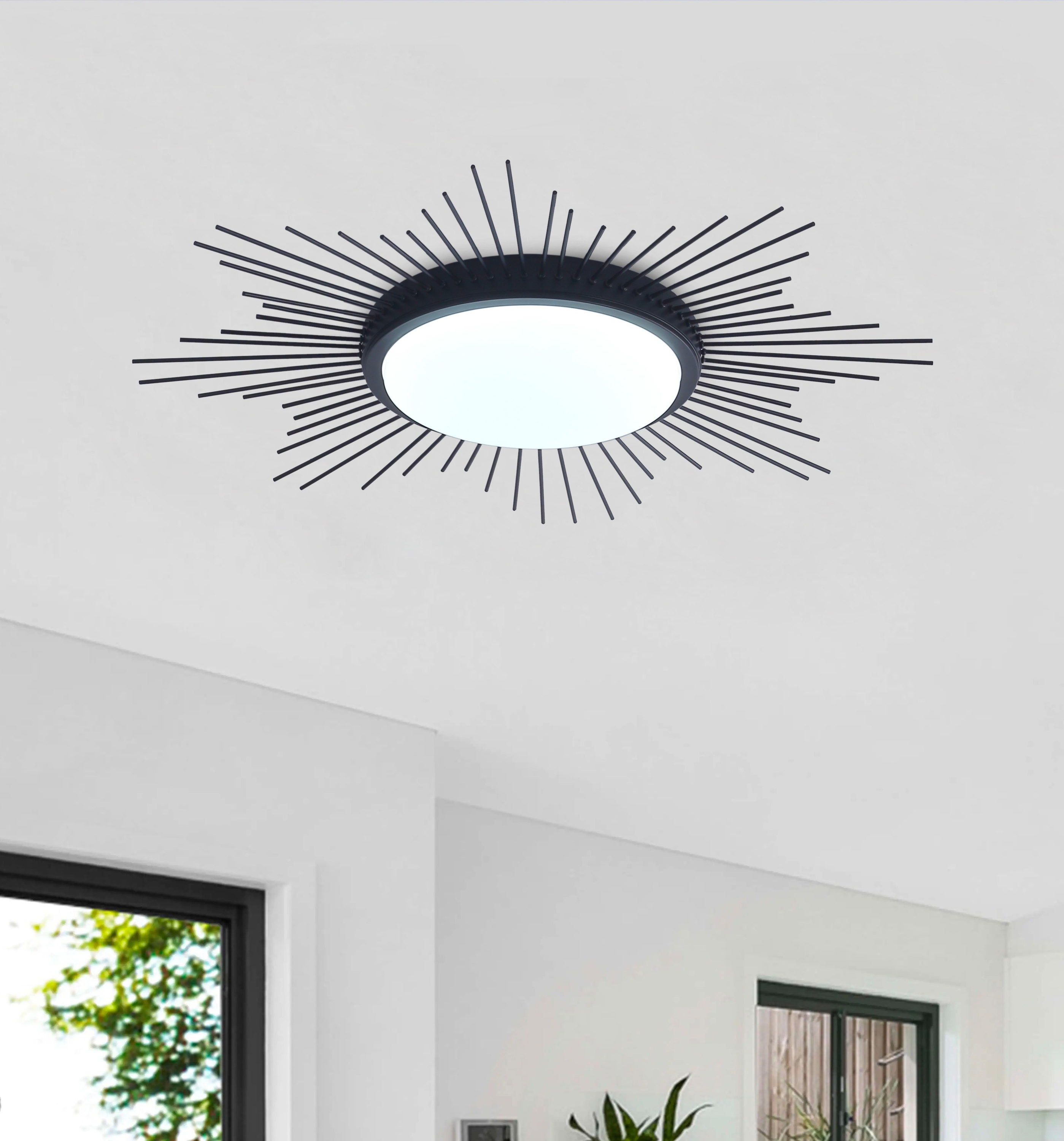 Aiwen PZE-204BL 1 -Light 27.6-in Black Integrated LED Flush Mount Light ENERGY STAR Certified