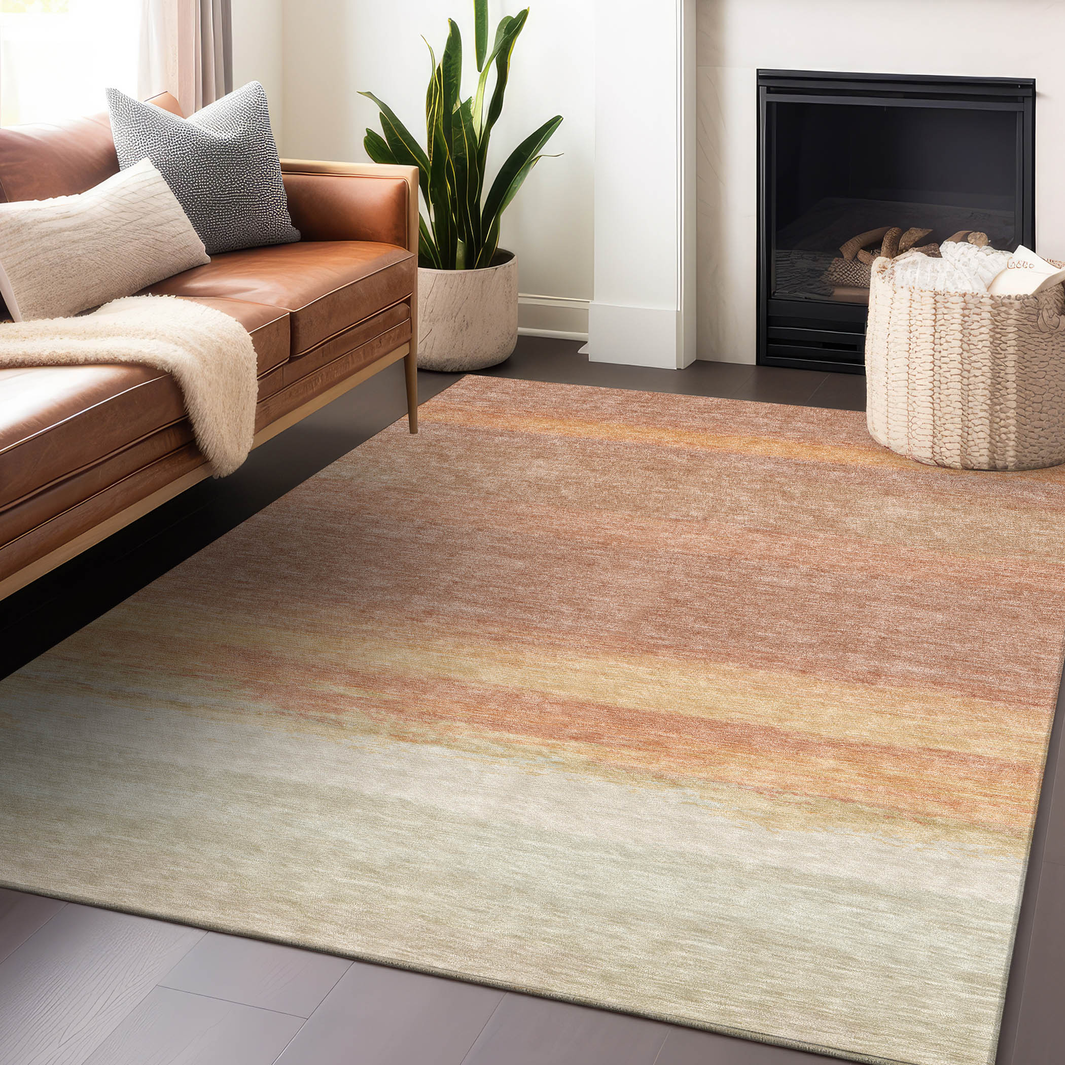 Addison Rugs ACN1274SM8X10 Chantille ACN1274SM 8 x 10 (ft) Polyester Salmon Rectangular Indoor/Outdoor Geometric Machine washable Area rug