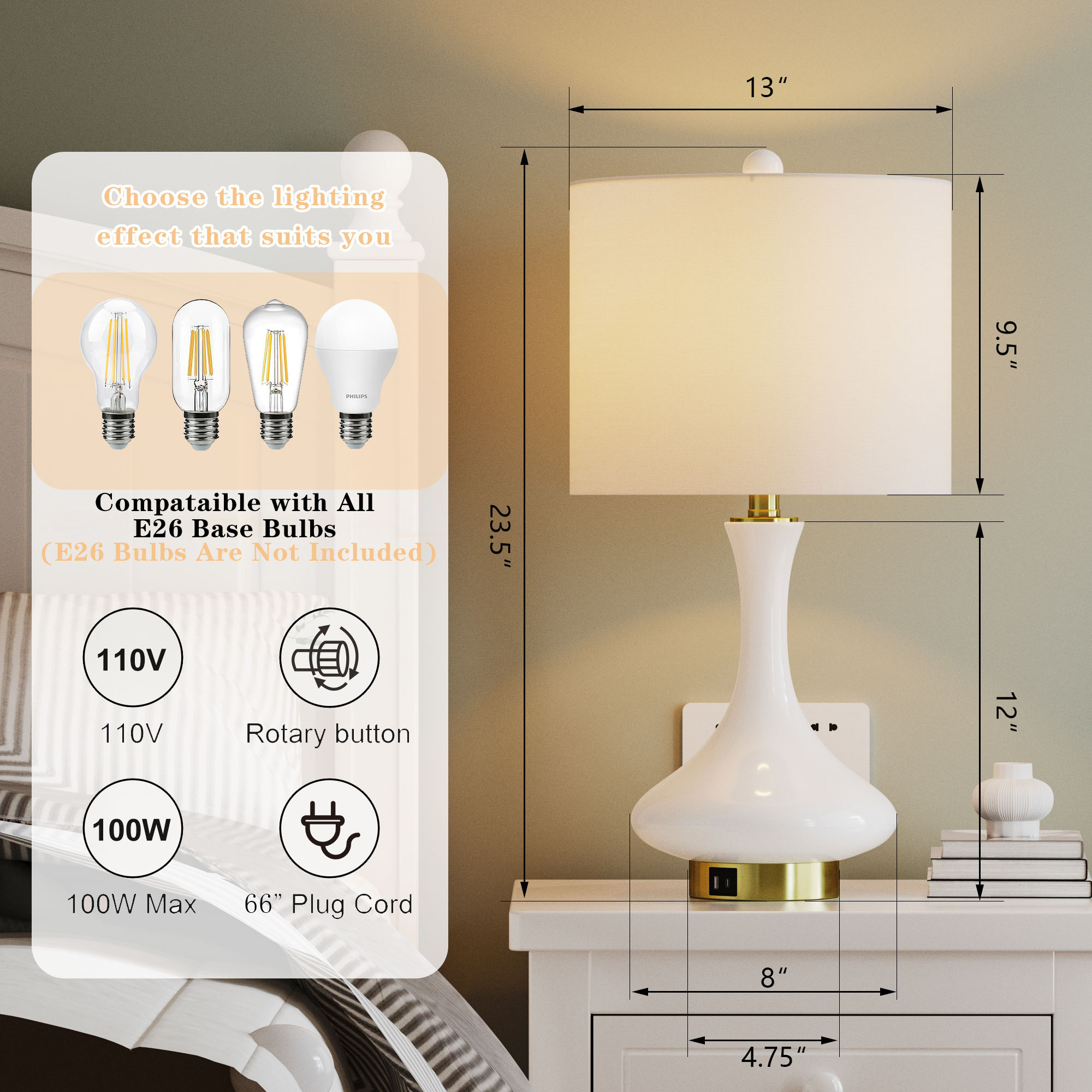 Maxax T252-WH-S Table-Lamps - View #6