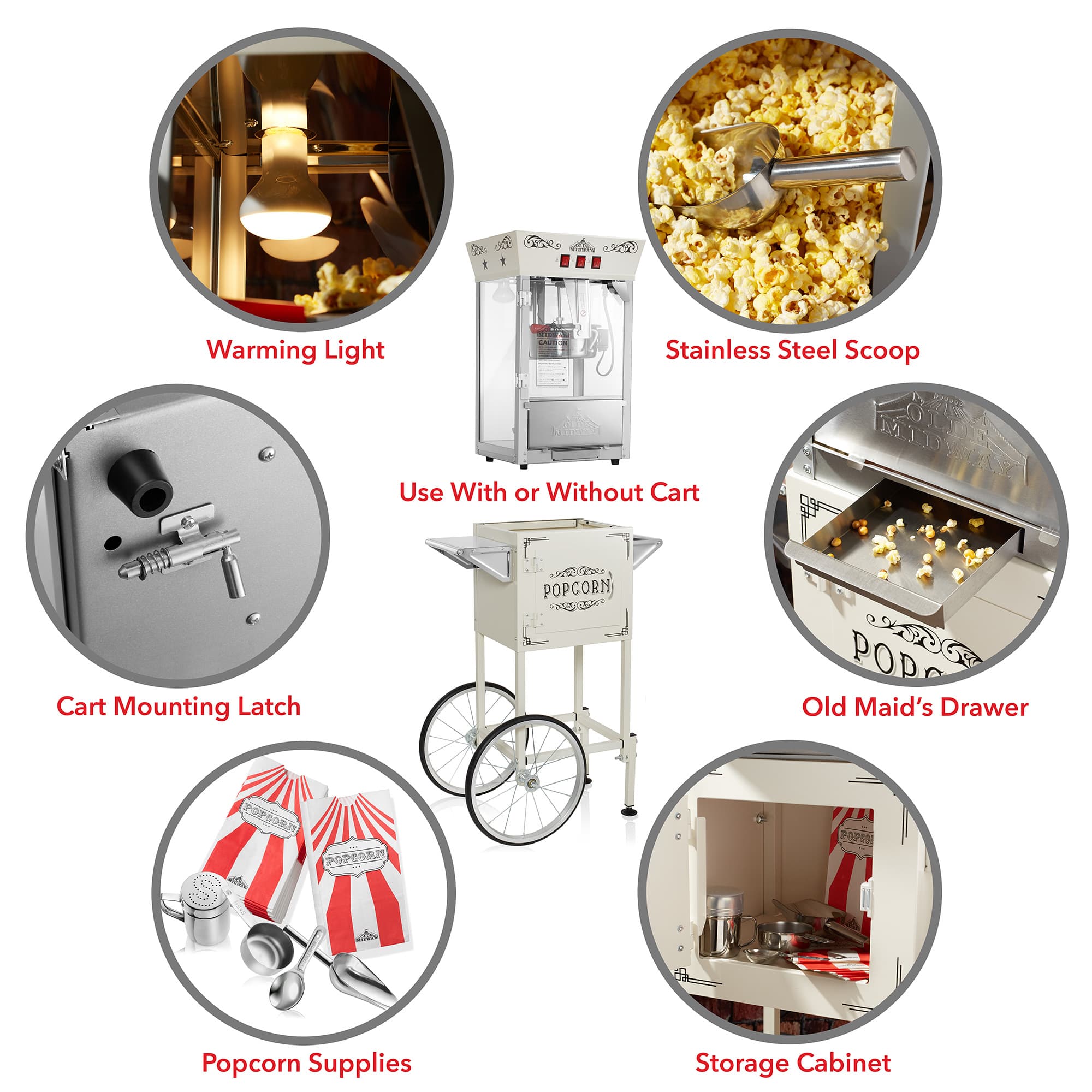 Olde Midway CON-POP-8945-CREAM Popcorn-Makers - View #6