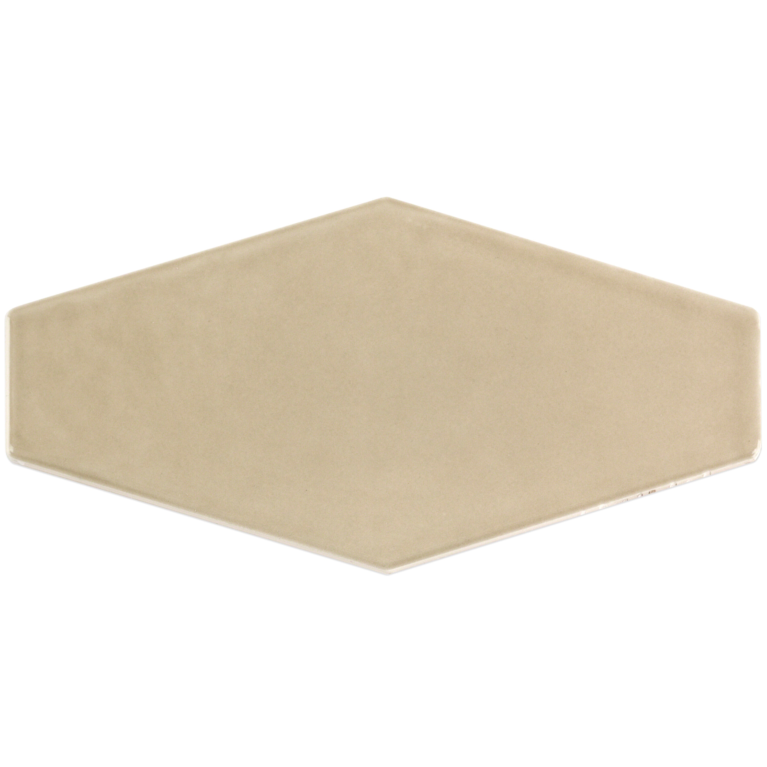 Artmore Tile EXT3RD103486 Sample - Bolton Fawn 4-in x 8-in Polished Ceramic Subway Hexagon Wall Tile