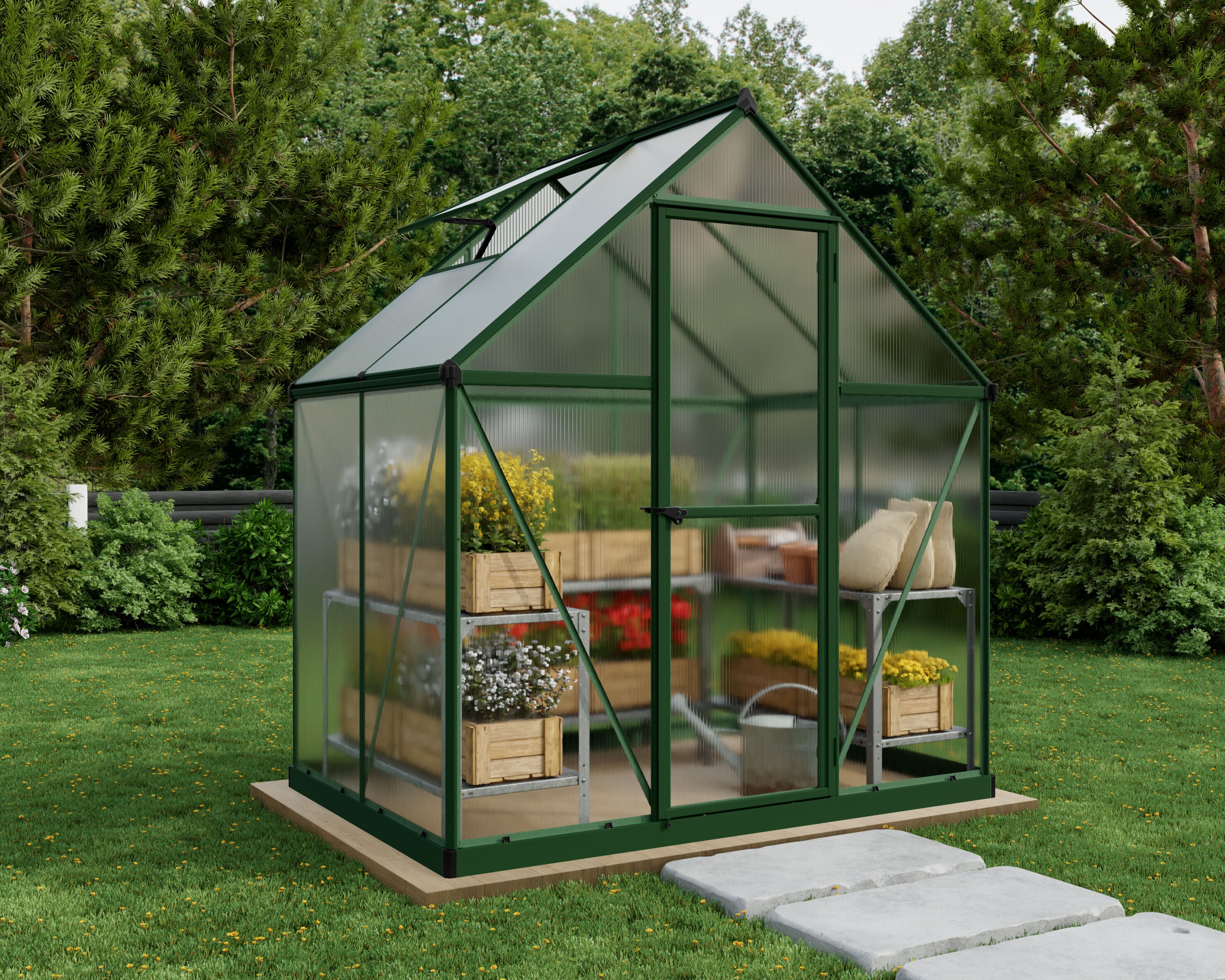 Mythos 6' x 4' Green Polycarbonate and Aluminum Greenhouse Kit