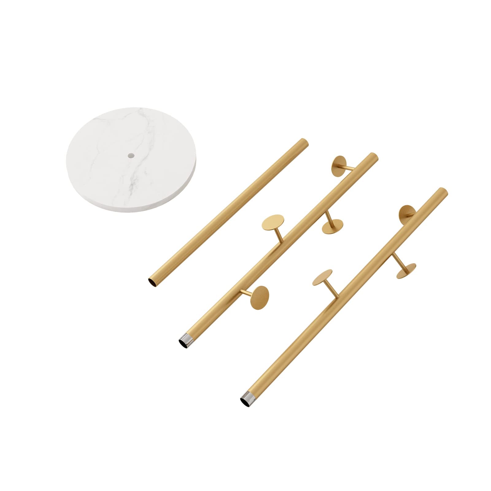 YICSAM Gold white Round Freestanding Metal Marble Coat Rack With Double ...