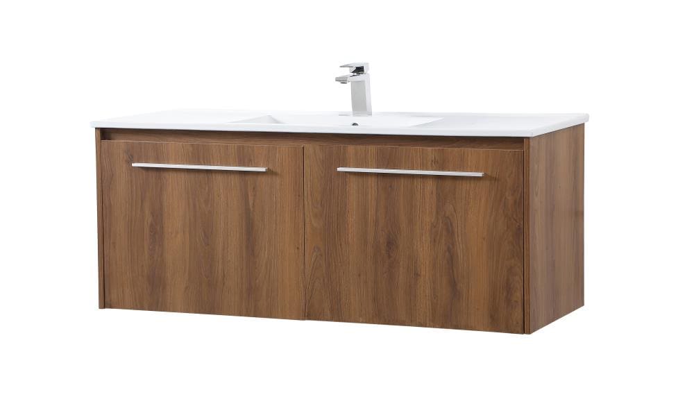 Elegant Decor First Impressions 48-in Brown Single Sink Floating ...