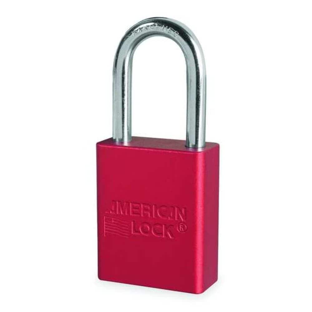 American Lock  Lockout Padlock Keyed Alike Aluminum Standard Body Boron Alloy Shackle Includes 2 Keys Red
