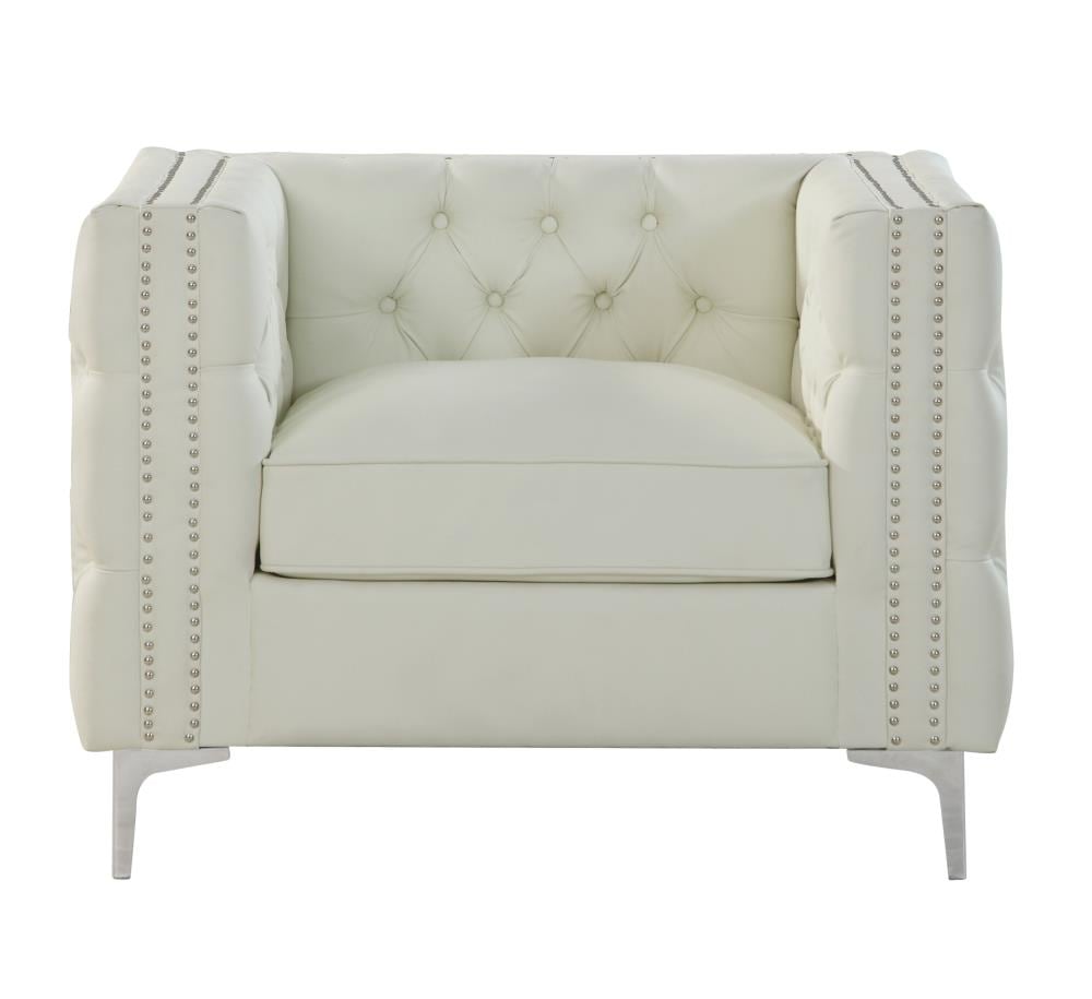 Chic Home Design FCC2906-LW Da Vinci Modern Cream Faux Leather Club Chair