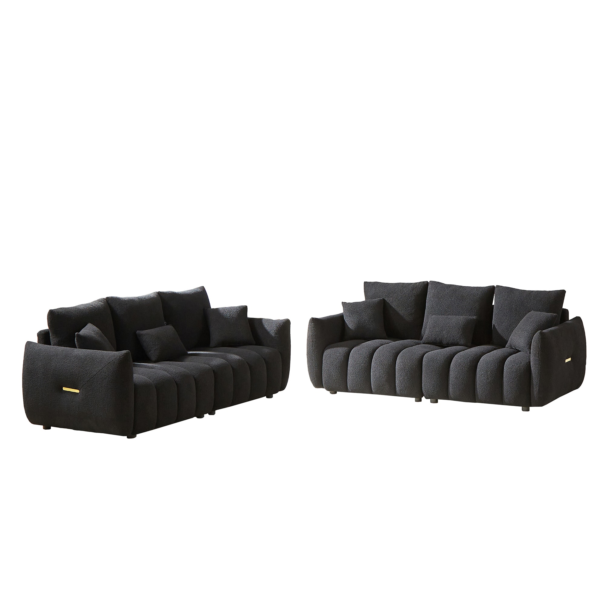 Bybafun YA3700341 Modern 2 -Piece Polyester/Polyester blend Black Living Room Set