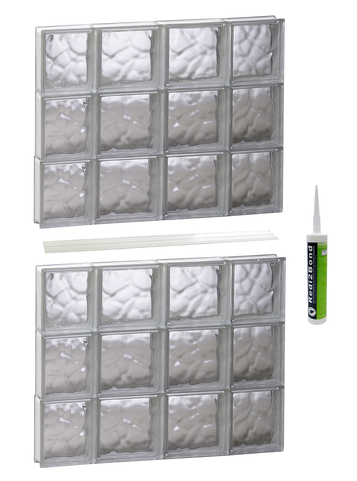 REDI2SET S2848DC Wavy Glass 27-in x 46-1/2-in Frameless Replacement Glass Block Window