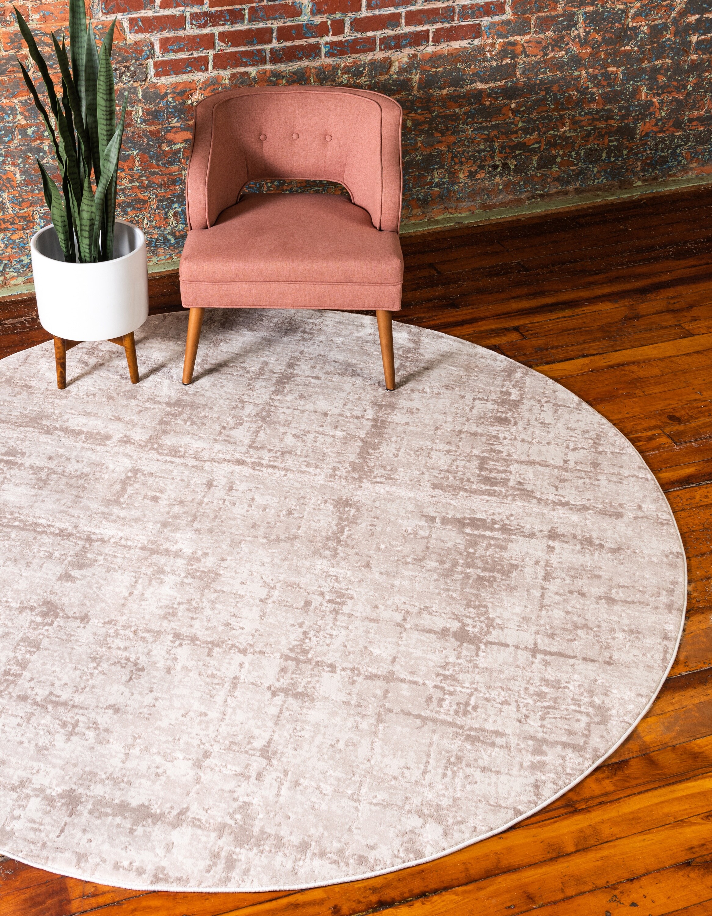 Unique Loom 3141159 Jill Zarin Lexington Avenue Uptown 8 x 8 (ft) Loomed Polypropylene Beige Round Indoor Stripe Industrial Area rug