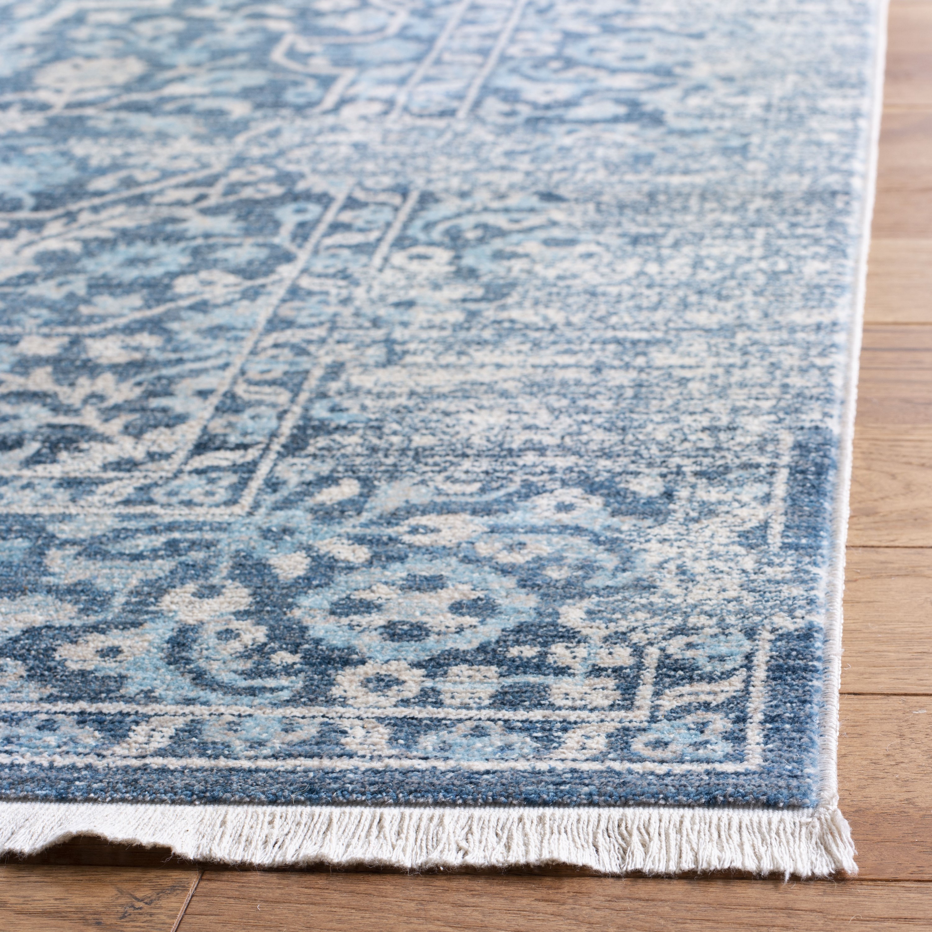 Reversible Blue Synthetic 8' x 10' Rectangular Area Rug