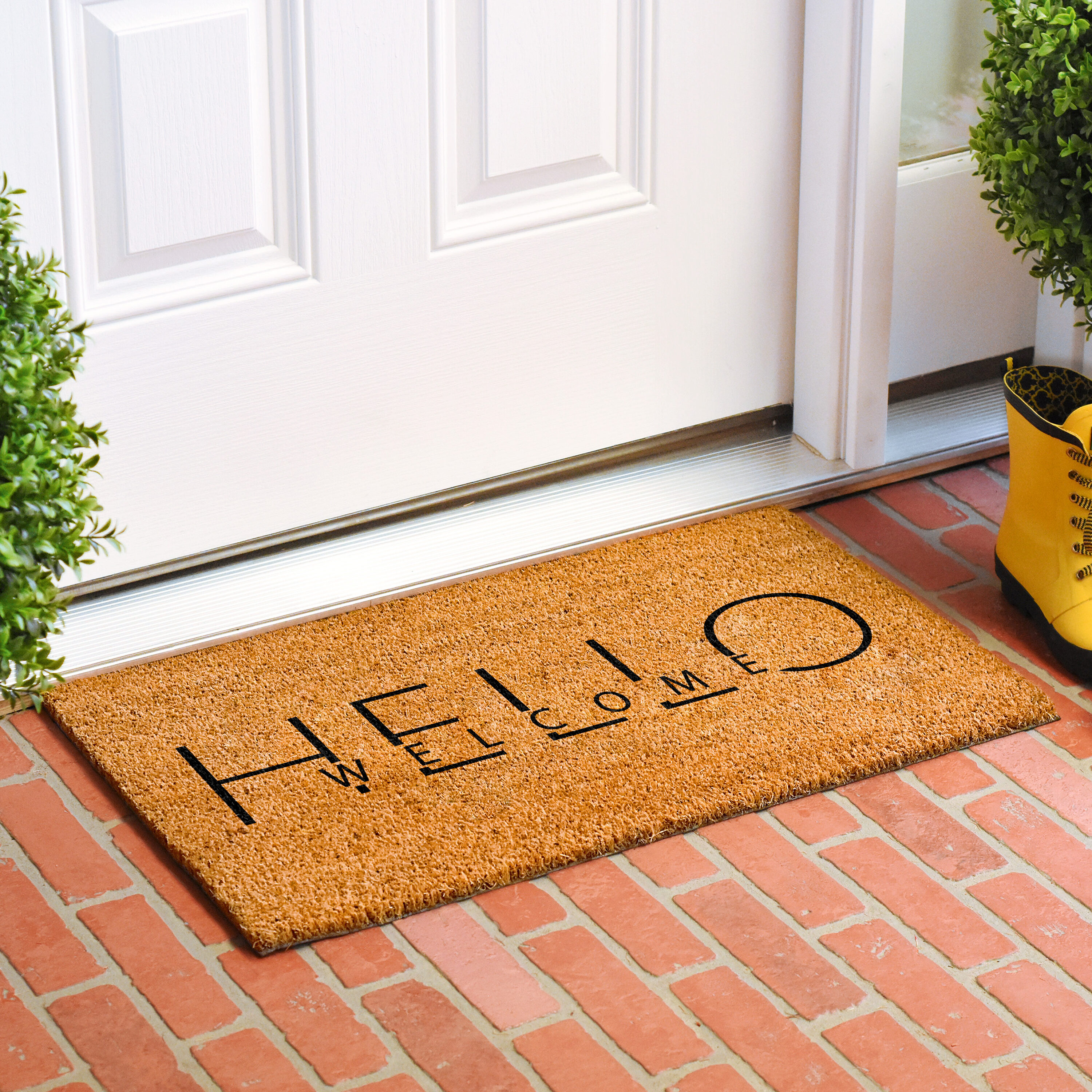 Natural Coir and Vinyl Rectangular Outdoor Welcome Doormat