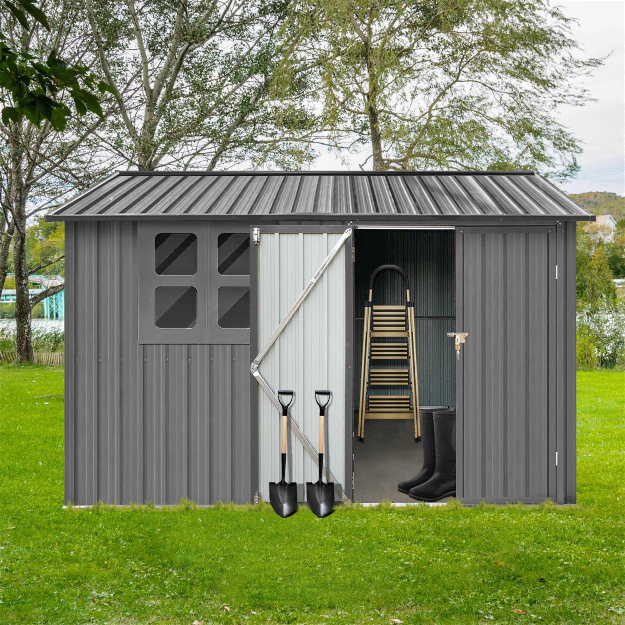 BABOOM BOM-S00062-OR 8-Feet x 6-Feet Outdoor Storage Sheds Aluminum Storage Shed