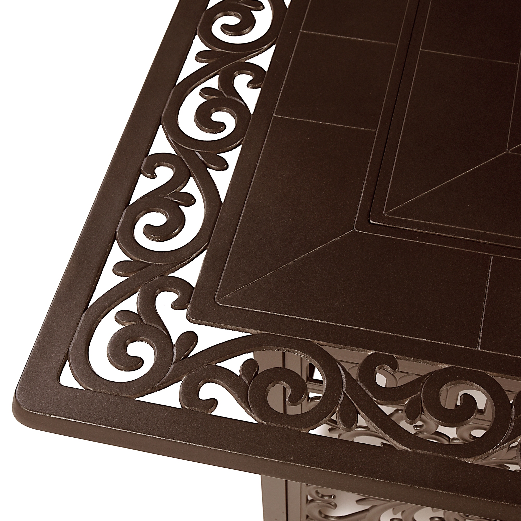Brown Aluminum Square Gas Fire Pit Table with Glass Beads