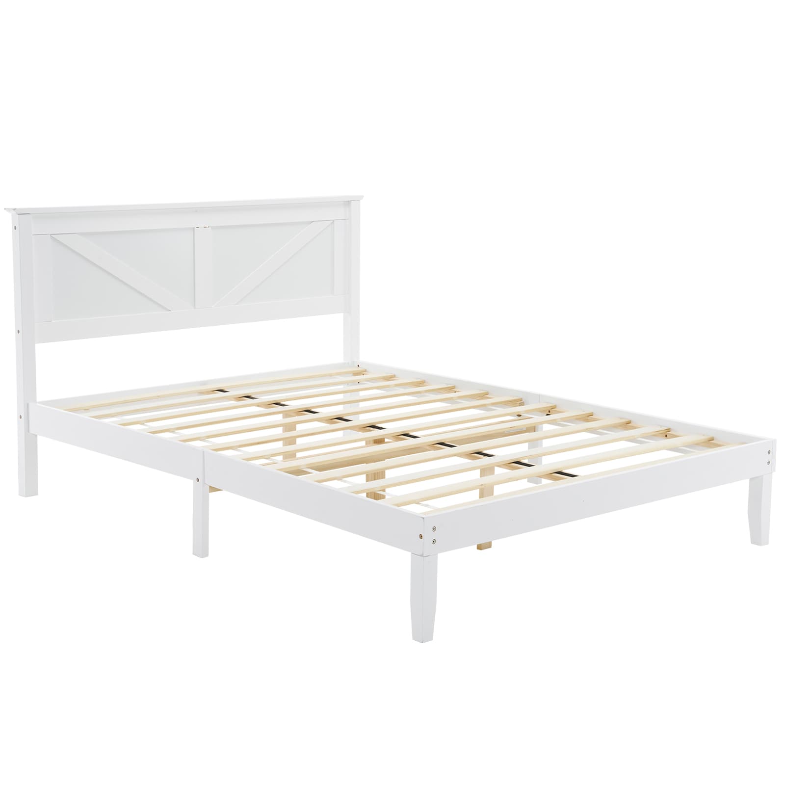 Outopee LO1G52004465 White Full Wood Bed frame Bed