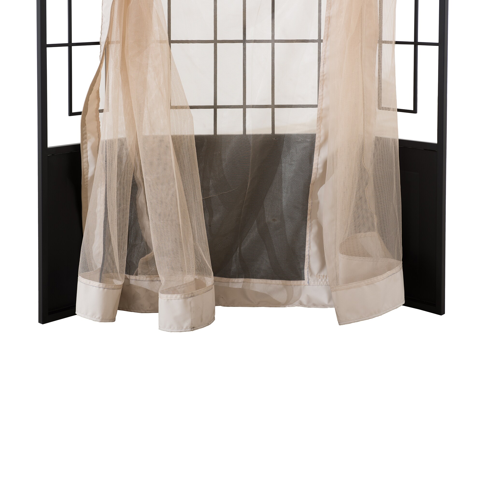 Sunjoy Beige Canopy Black Steel Frame Octagon Gazebo with Mosquito Netting