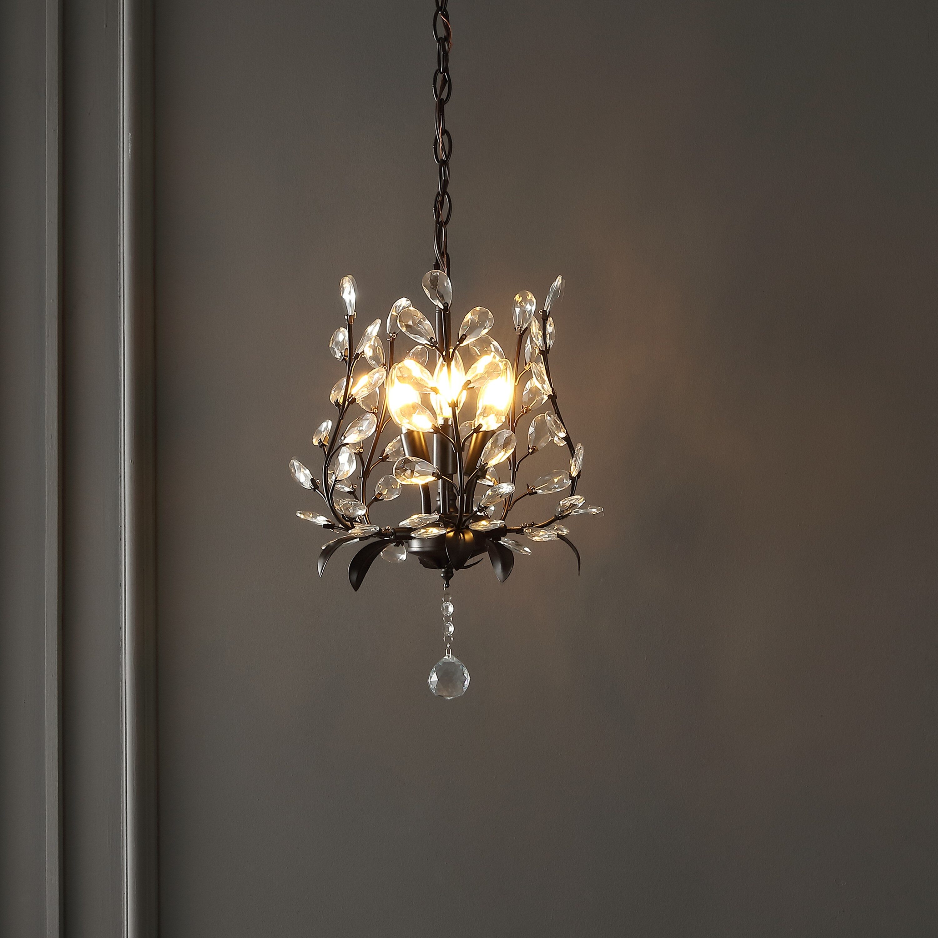 Adoria 12" Oil-Rubbed Bronze Bohemian LED Pendant with Crystal Accents