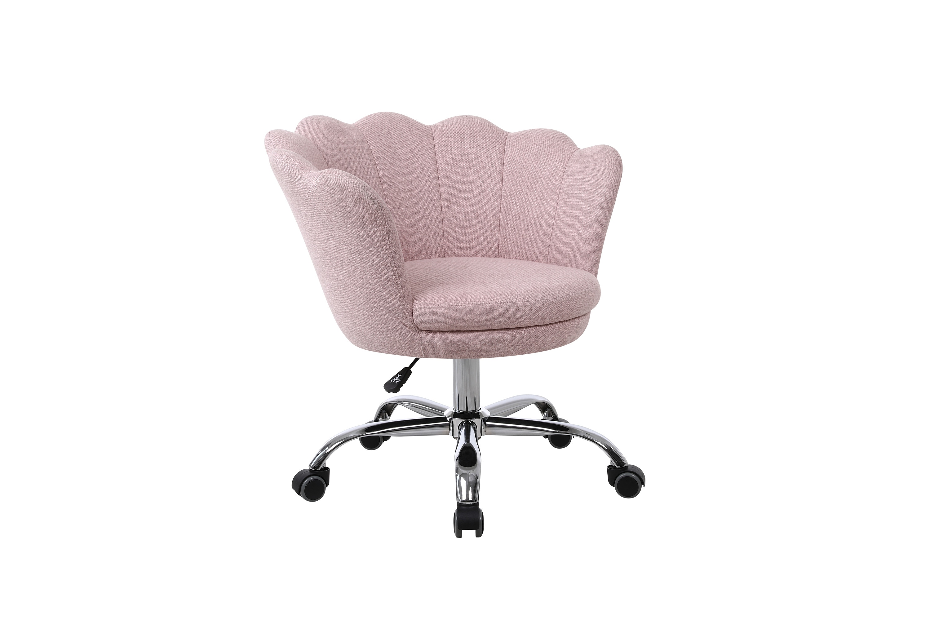 Pouuin Pink Office Chair Pink Seat Cushion and Silver Metal Frame