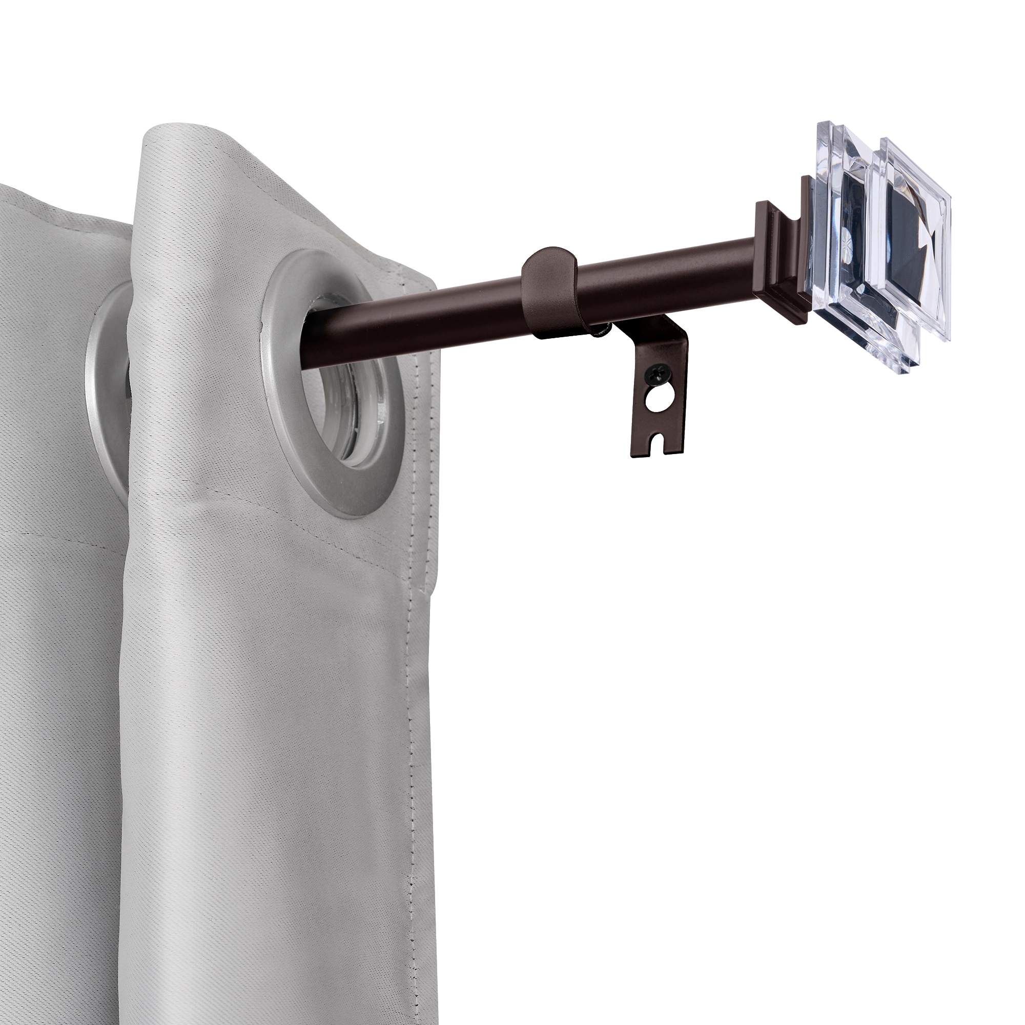 Adjustable Oil Rubbed Bronze Curtain Rod with Crystal Finials