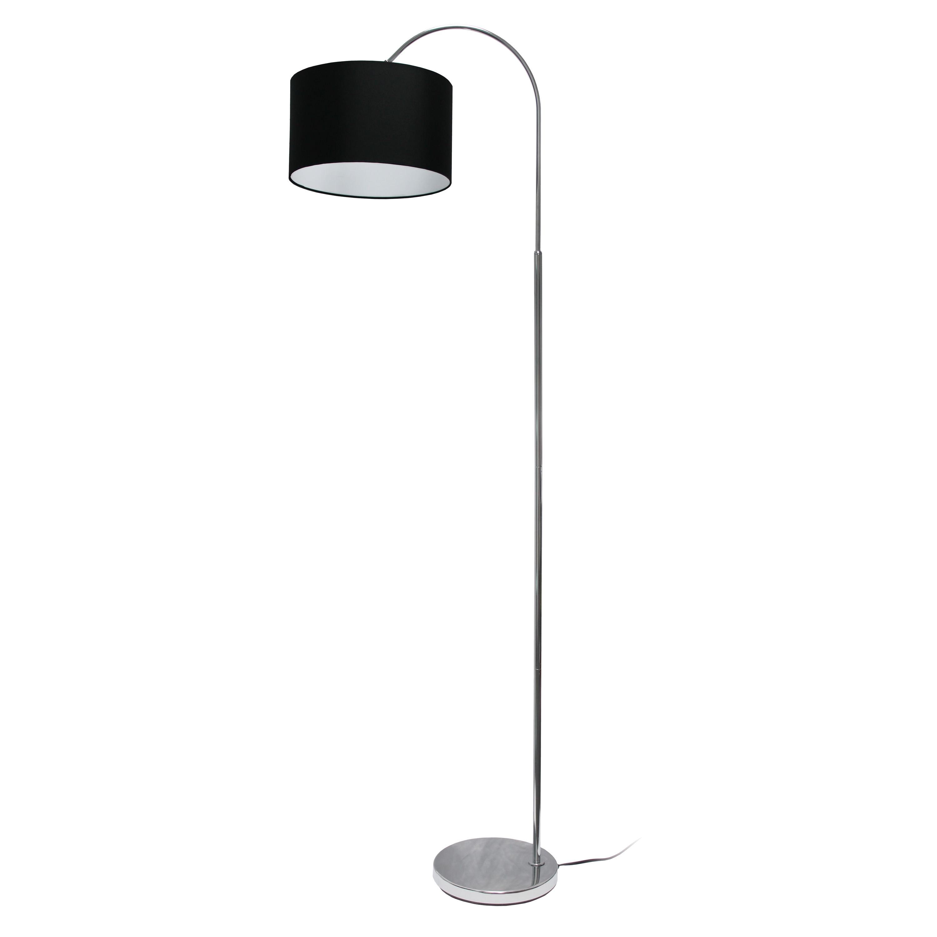 Simple Designs LF5002-BLK 66-in Black Arc Floor Lamp with Fabric Shade