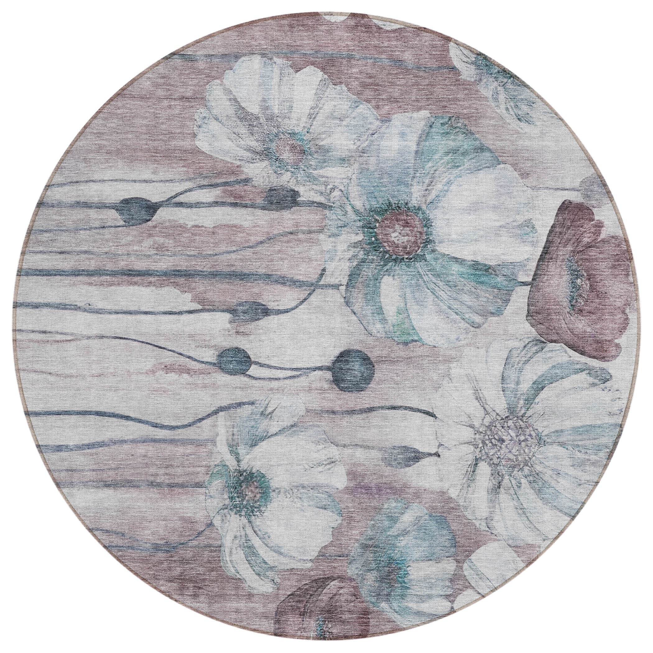Addison Rugs ACN712TE8RO Chantille ACN712TE 8 x 8 (ft) Polyester Teal Round Indoor/Outdoor Geometric Machine washable Area rug