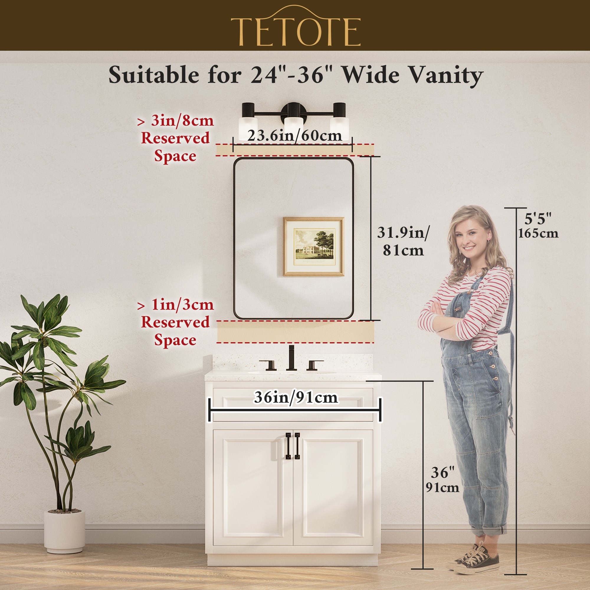 TETOTE LW-TE-BM15-6081BK Framed-Bath-Mirrors - View #3